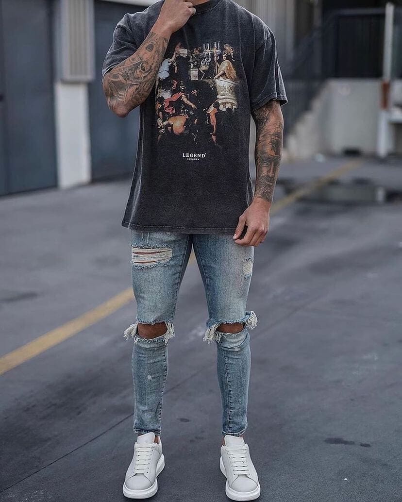 ADMIRED PRINT T-SHIRT - WASHED GREY - Image 2