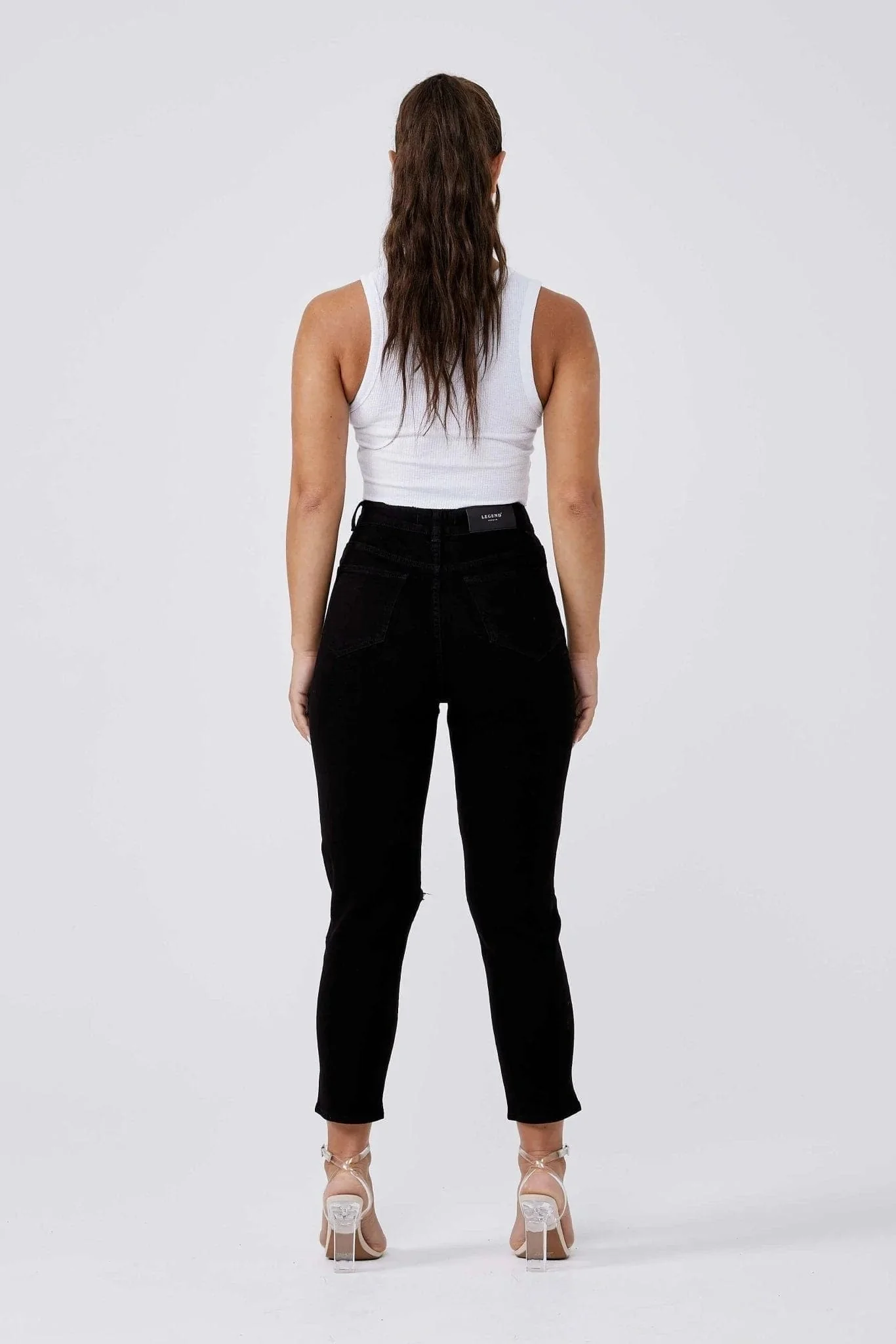 MOM JEANS MULTI RIPPED - BLACK - Image 5