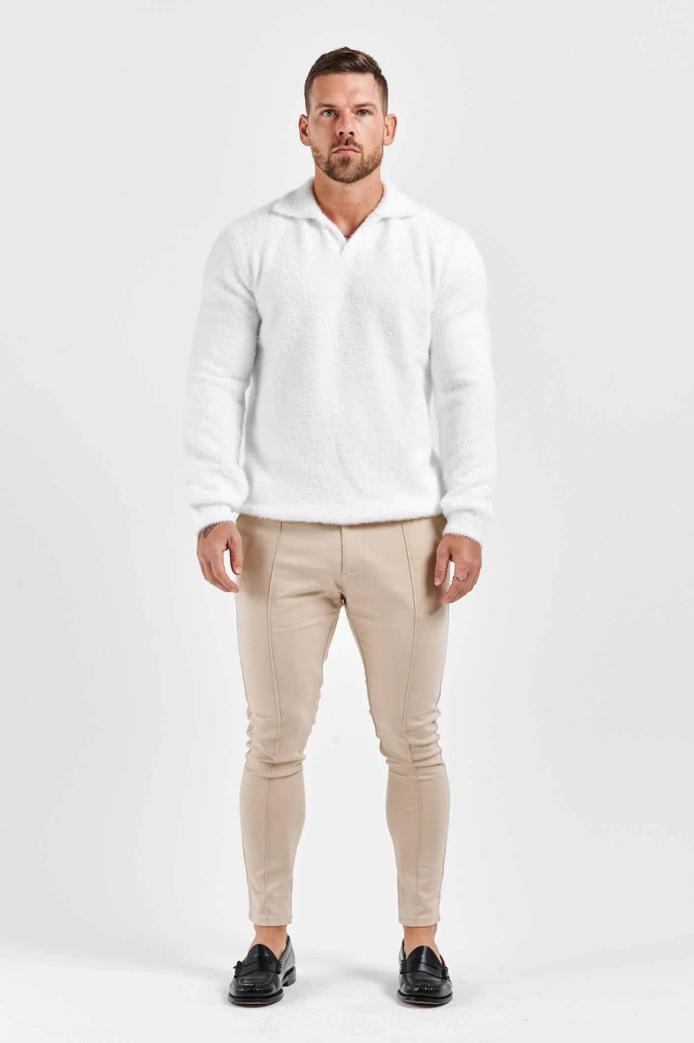 BRUSHED POLO - CREAM - Image 4