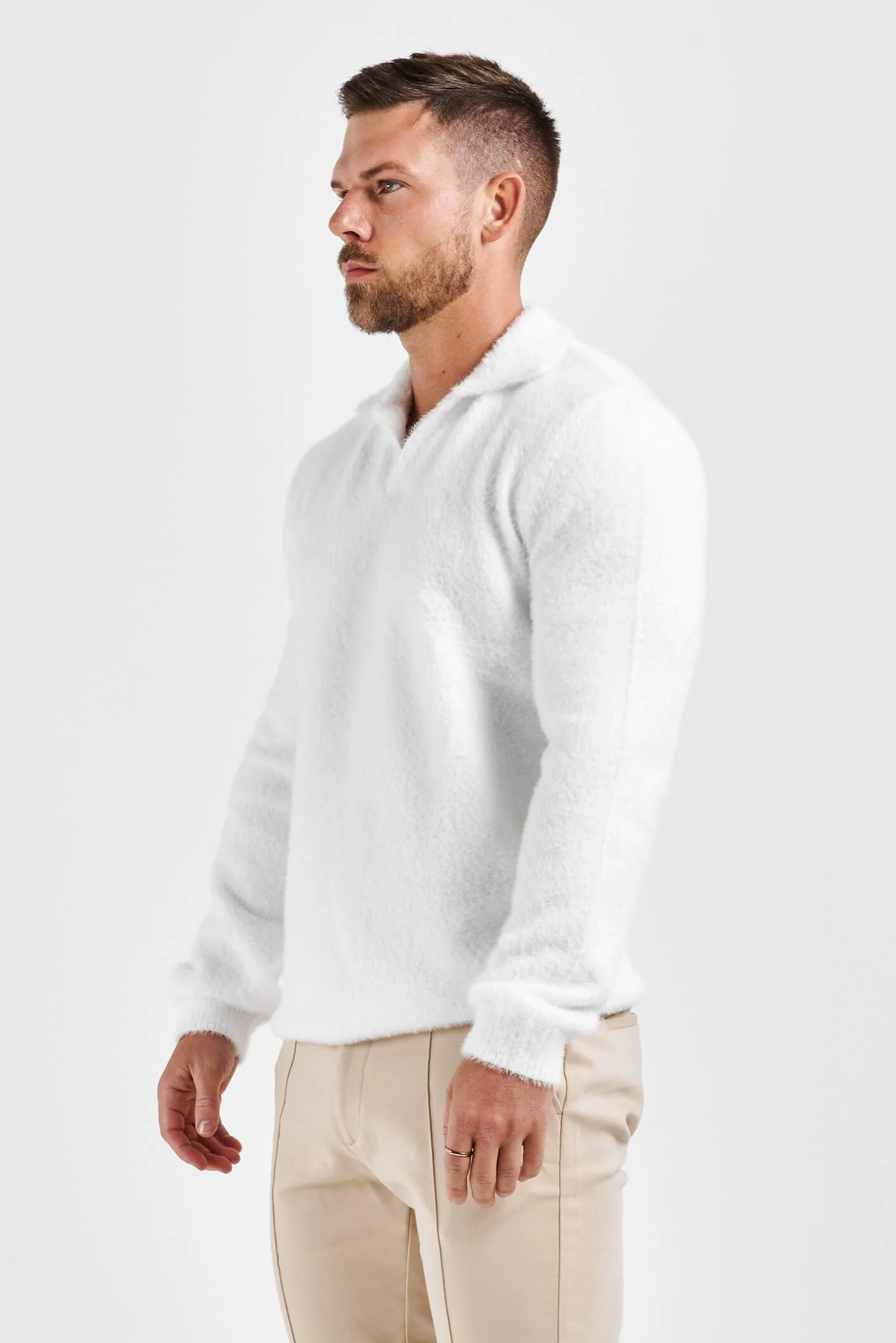 BRUSHED POLO - CREAM - Image 6