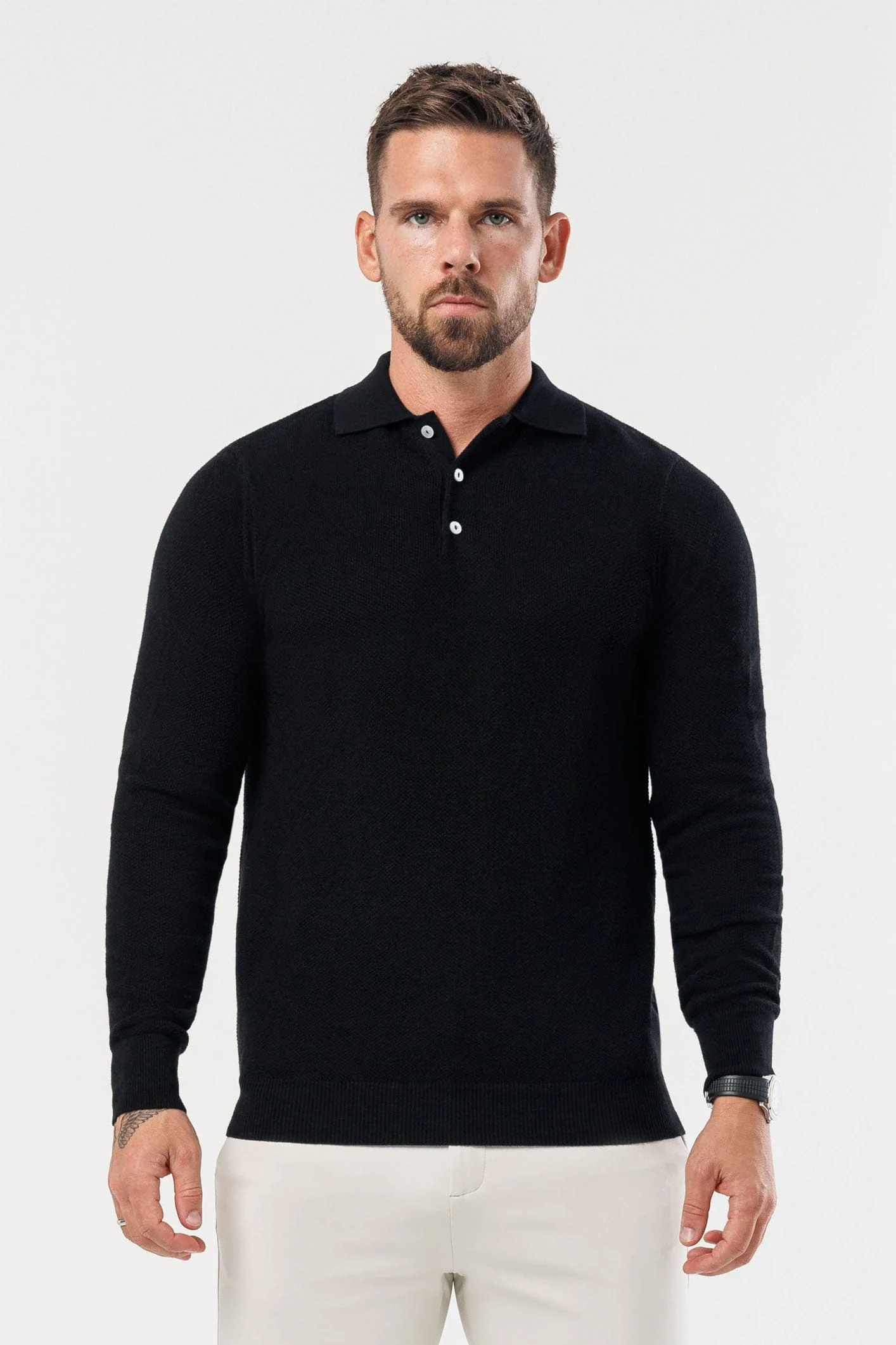 COAST LONG SLEEVE POLO - BLACK - Image 2