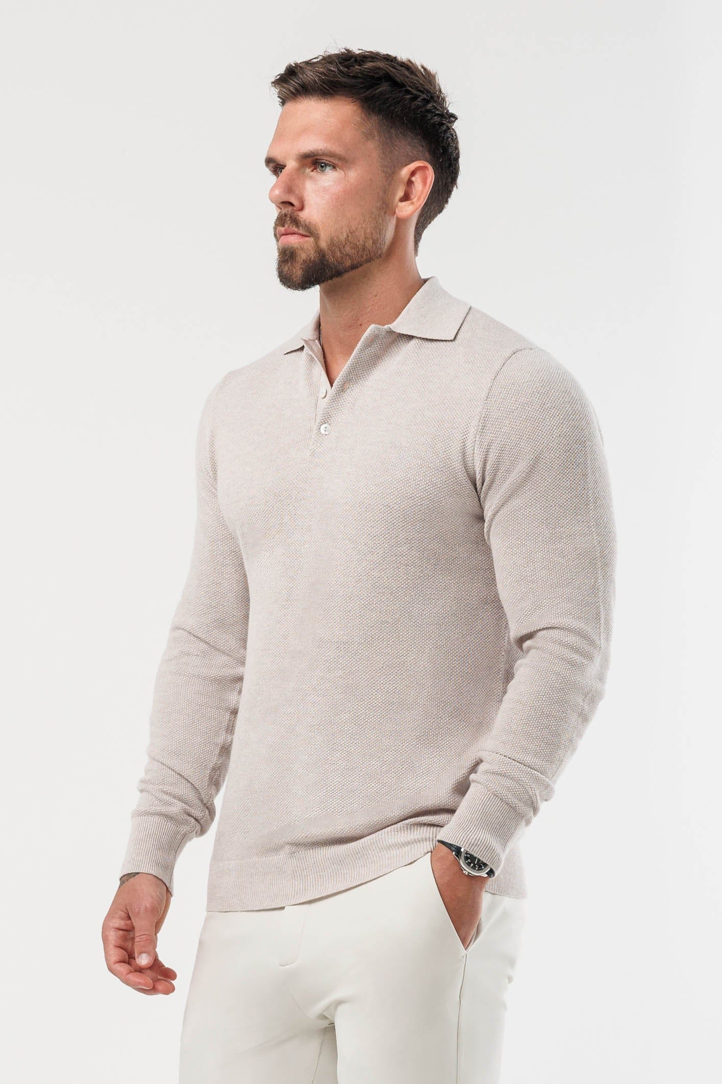 COAST LONG SLEEVE POLO - DEEP STONE - Image 3
