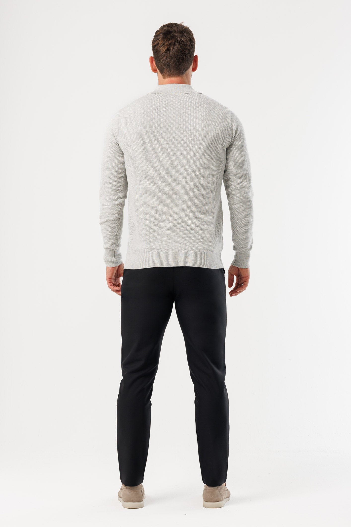 COAST LONG SLEEVE POLO - GREY MARL - Image 9