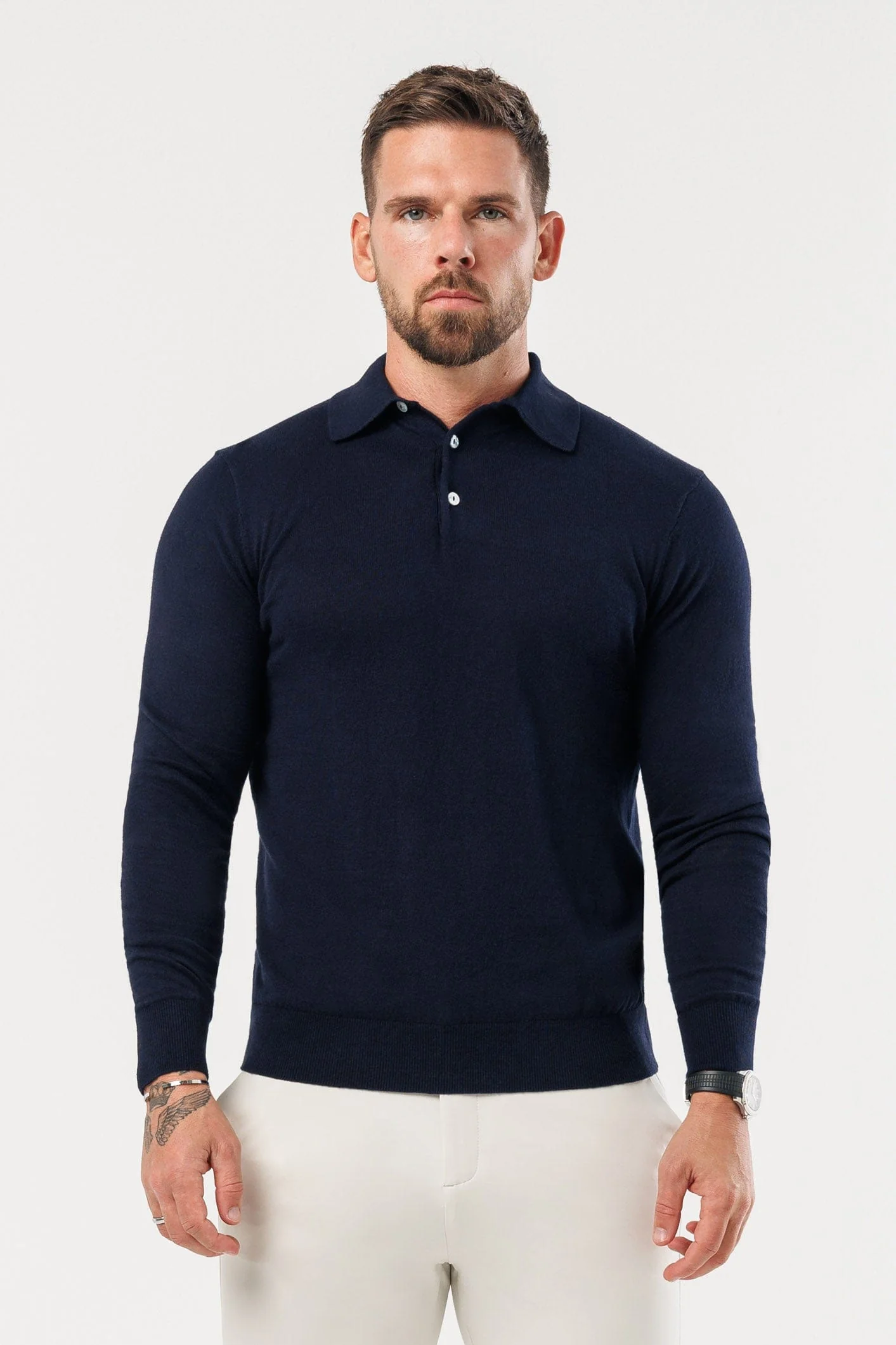 COAST LONG SLEEVE POLO - NAVY - Image 2