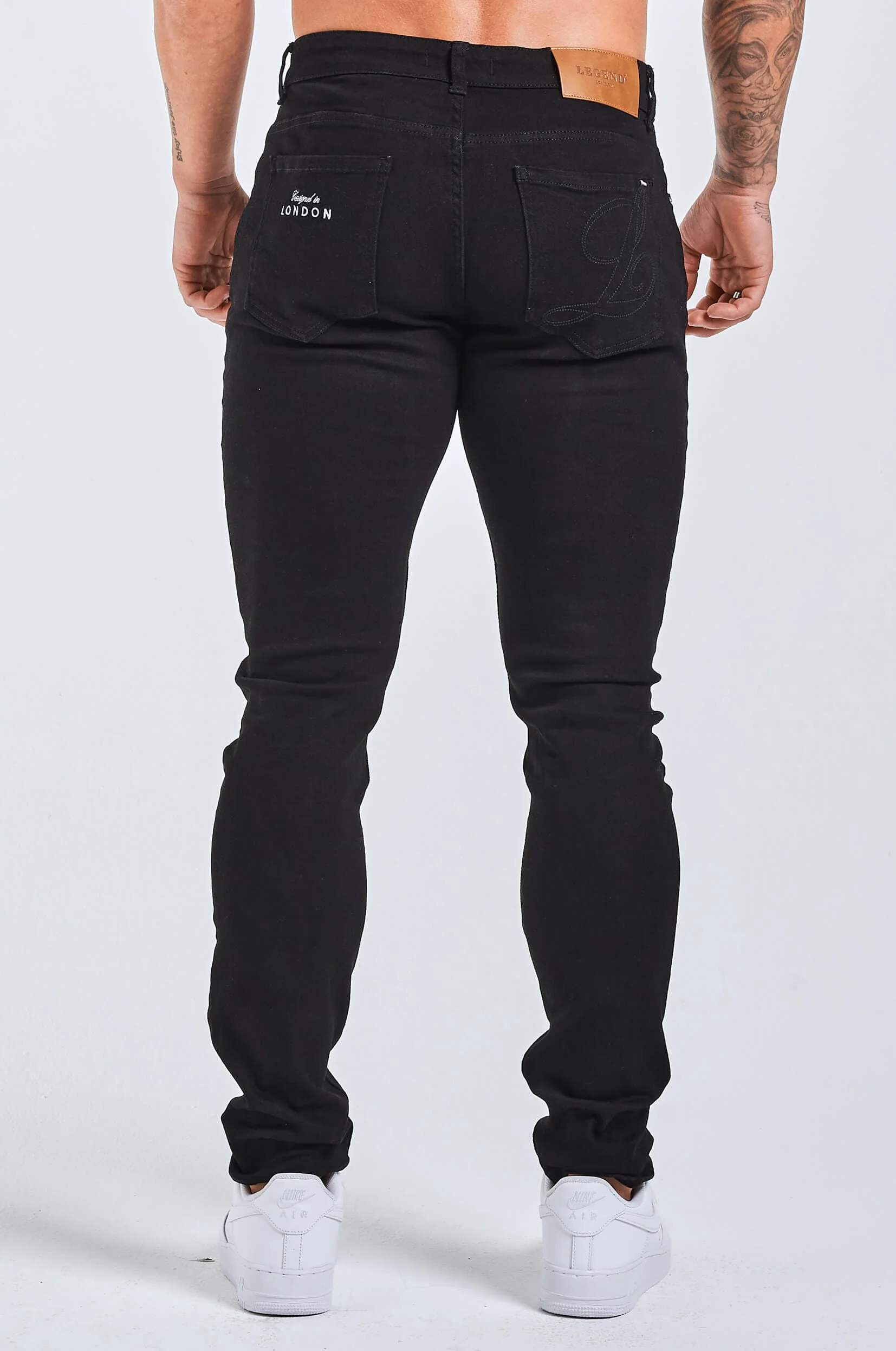SLIM FIT JEANS 2.0 EMBROIDERED PRINTED DENIM - BLACK - Image 5