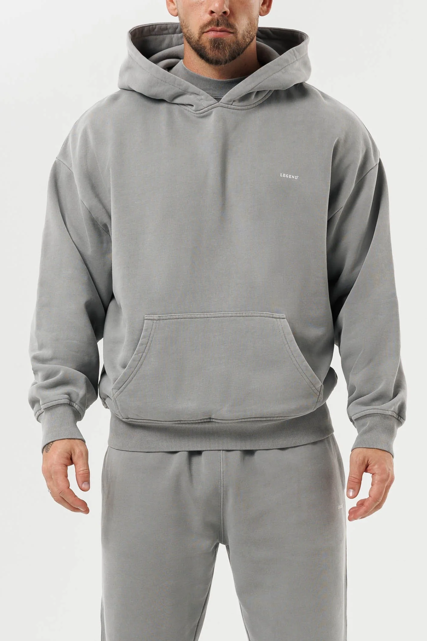 PRINT HOODIE - WASHED GREY - Image 2