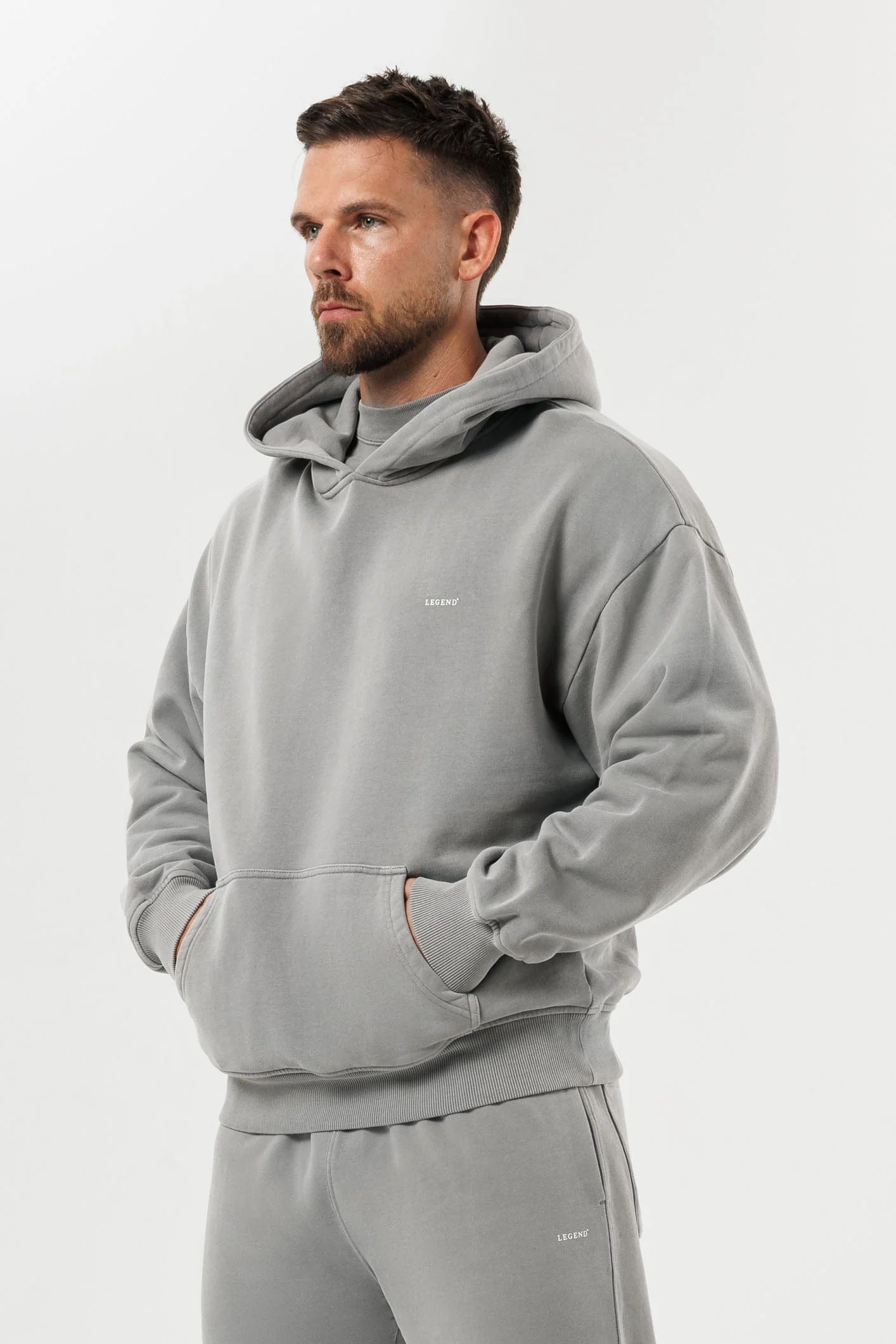 PRINT HOODIE - WASHED GREY - Image 4