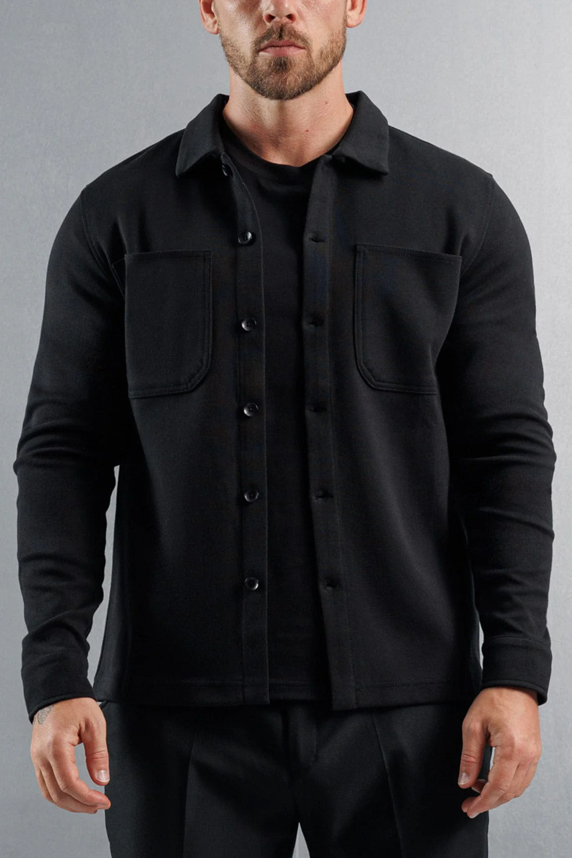 JERSEY OVERSHIRT - BLACK - Image 5