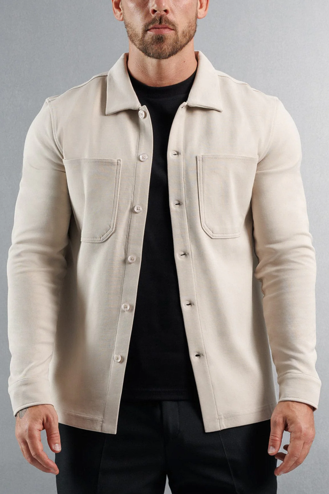 JERSEY OVERSHIRT - CREME - Image 5