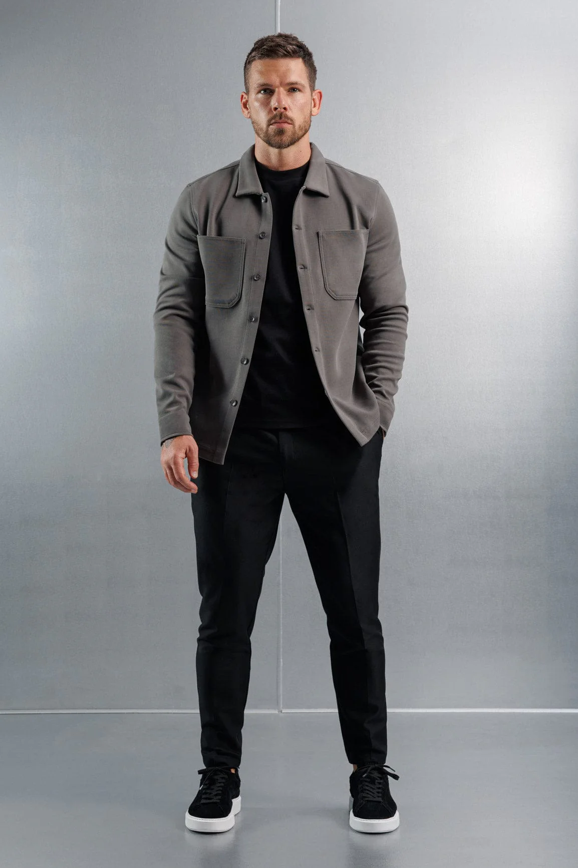 JERSEY OVERSHIRT - DARK GREY - Image 2