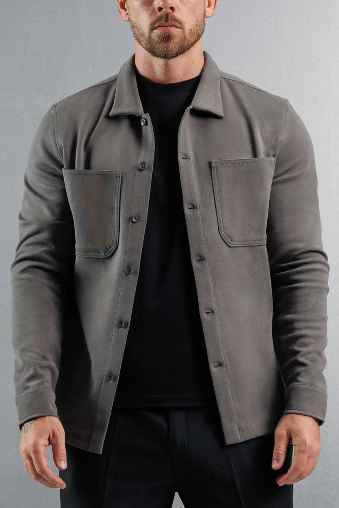 JERSEY OVERSHIRT - DARK GREY - Image 3