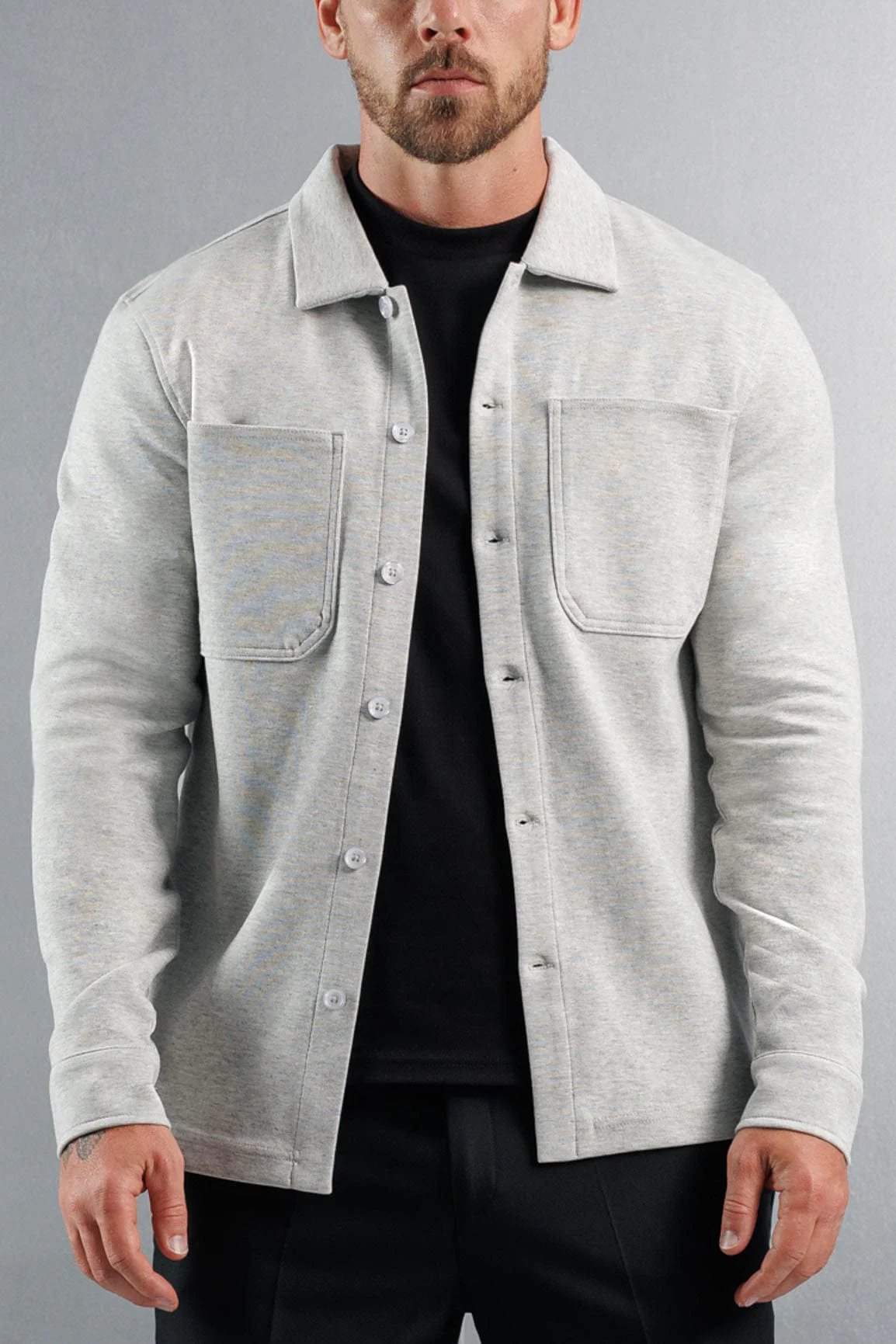 JERSEY OVERSHIRT - GREY MARL