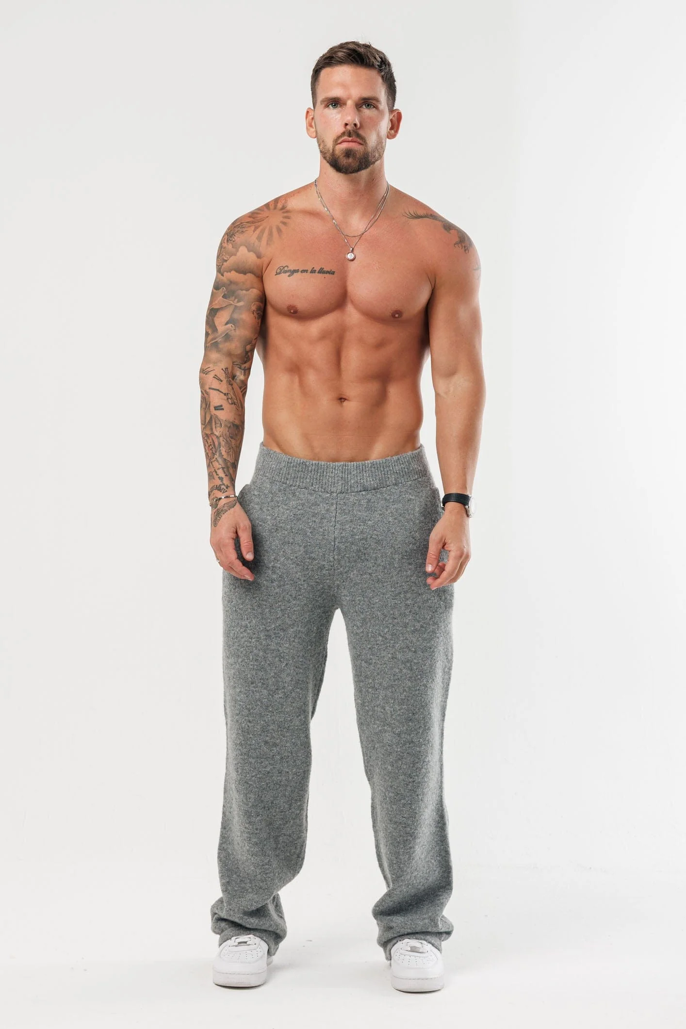 KNIT JOGGER - GREY MARL - Image 4