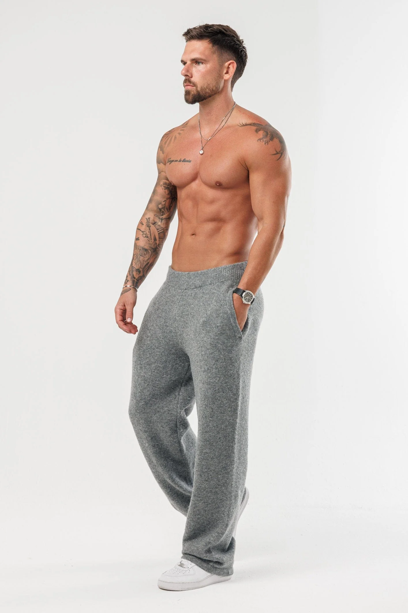 KNIT JOGGER - GREY MARL - Image 5