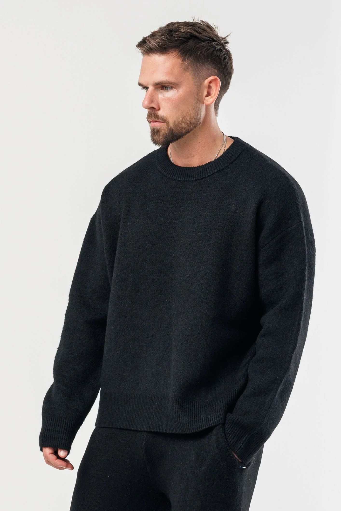KNIT SWEATER - BLACK - Image 3