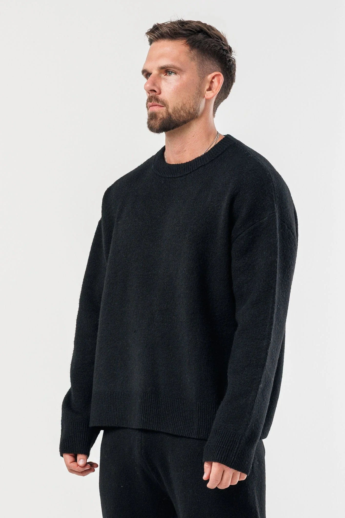 KNIT SWEATER - BLACK - Image 4