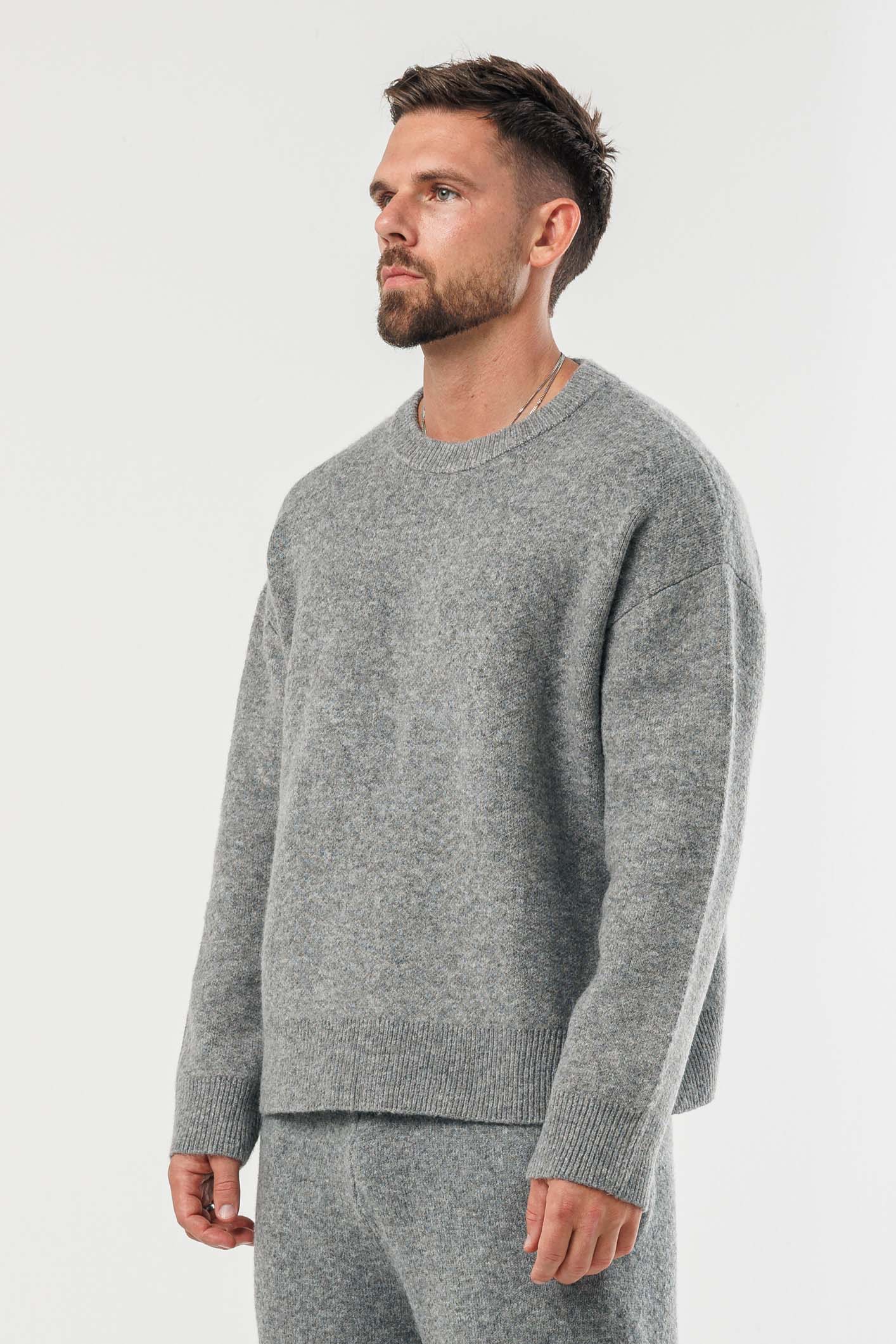 KNIT SWEATER - GREY MARL - Image 4