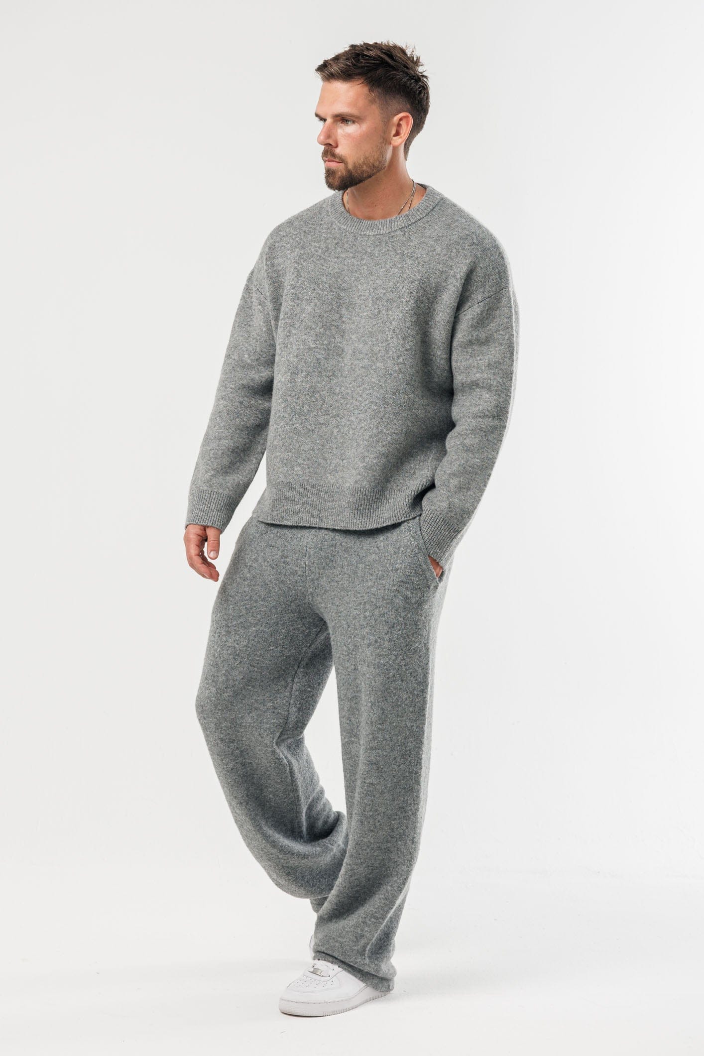 KNIT SWEATER - GREY MARL - Image 7
