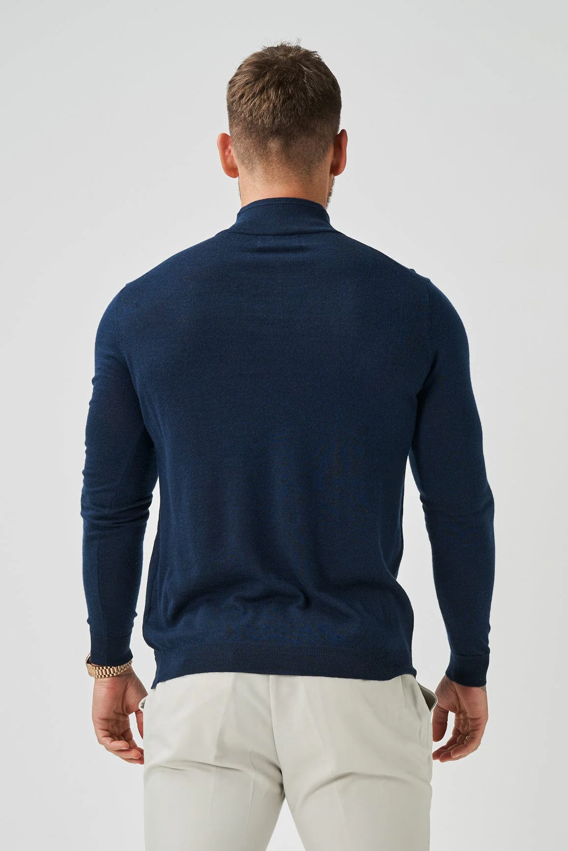 KNIT QUARTER ZIP SWEATER - NAVY - Image 6