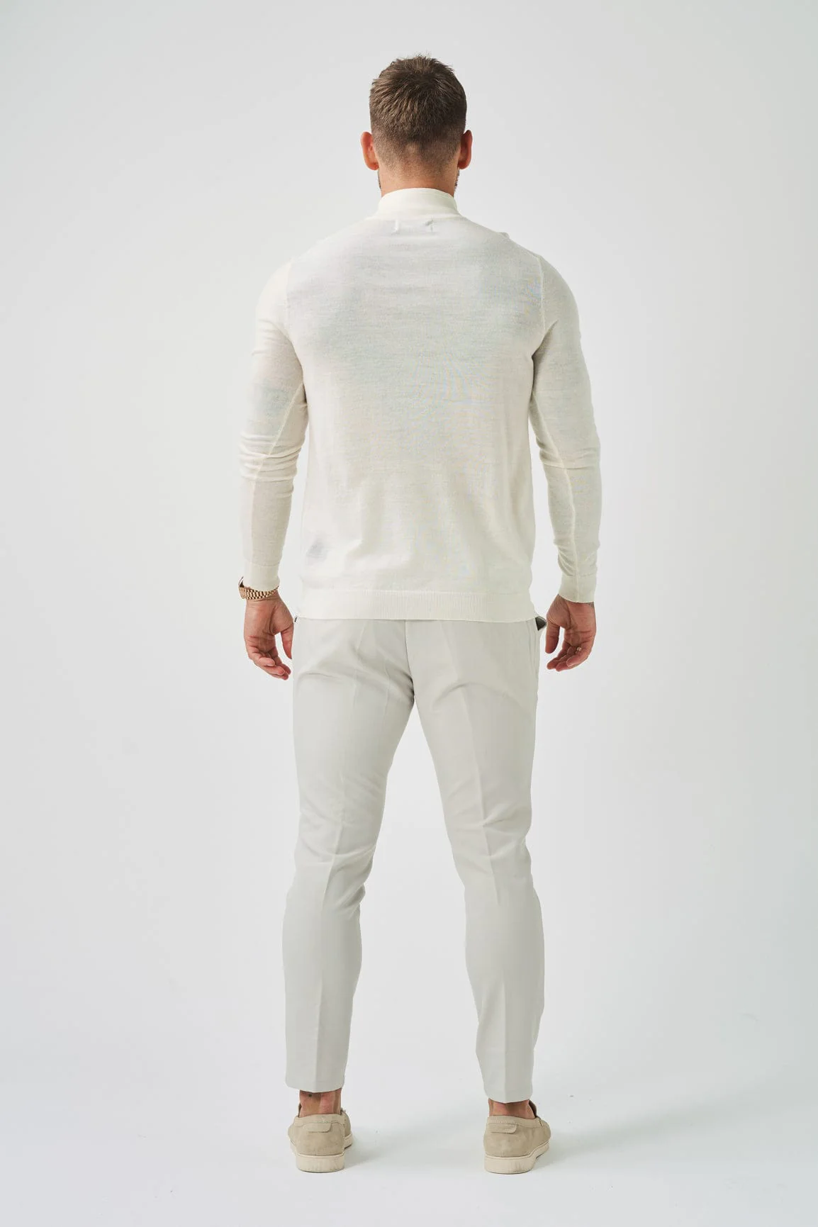 KNIT QUARTER ZIP SWEATER - OFF WHITE - Image 5