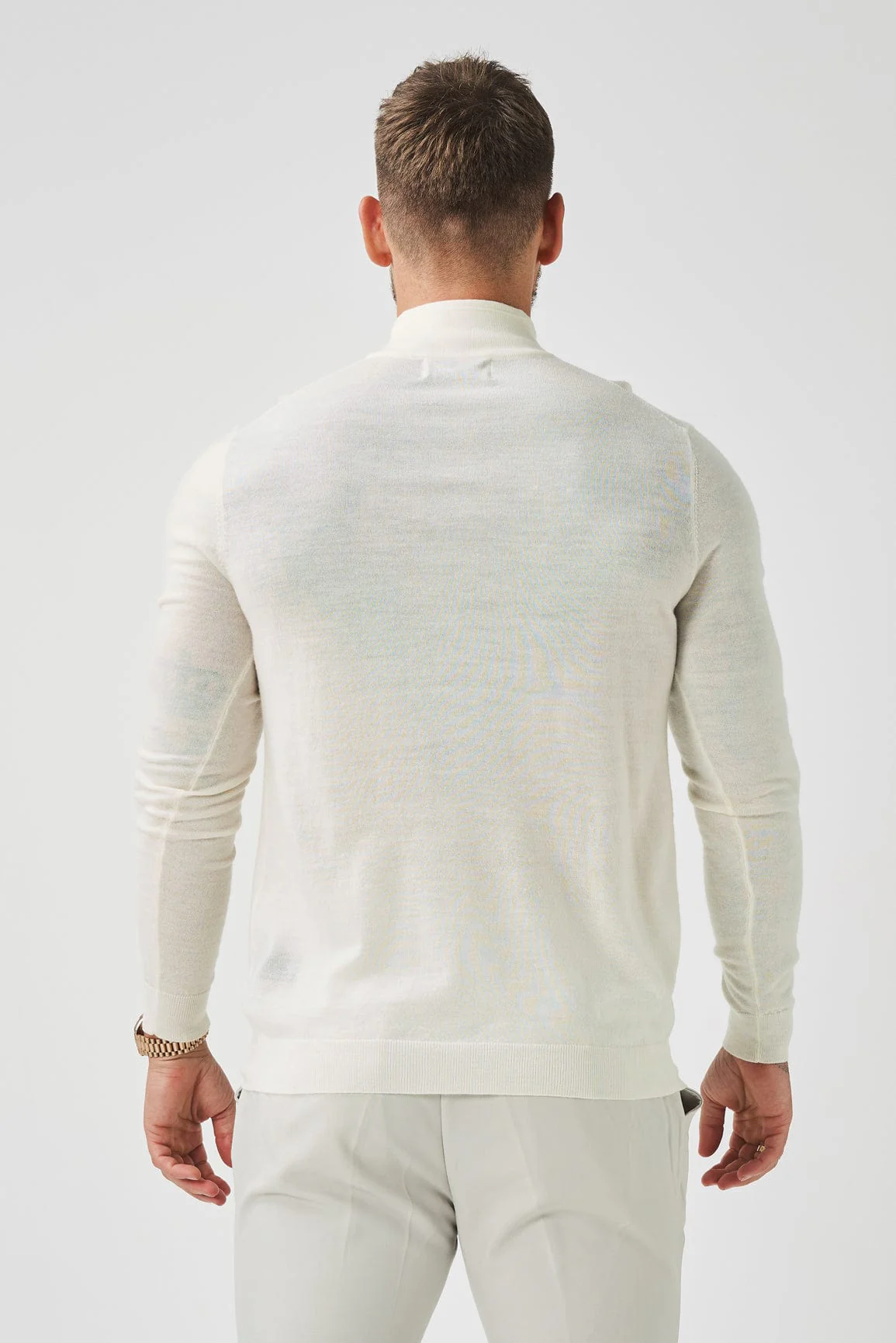 KNIT QUARTER ZIP SWEATER - OFF WHITE - Image 6