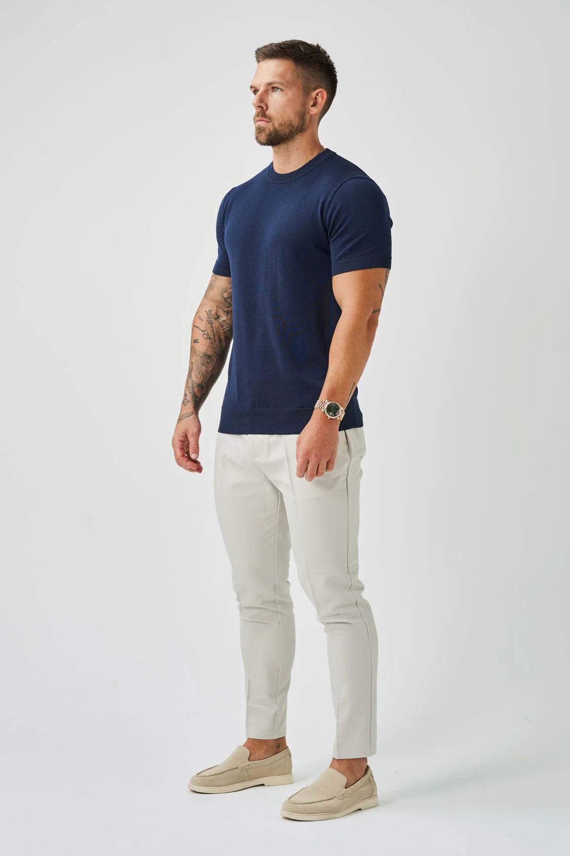 KNIT T-SHIRT - NAVY - Image 3