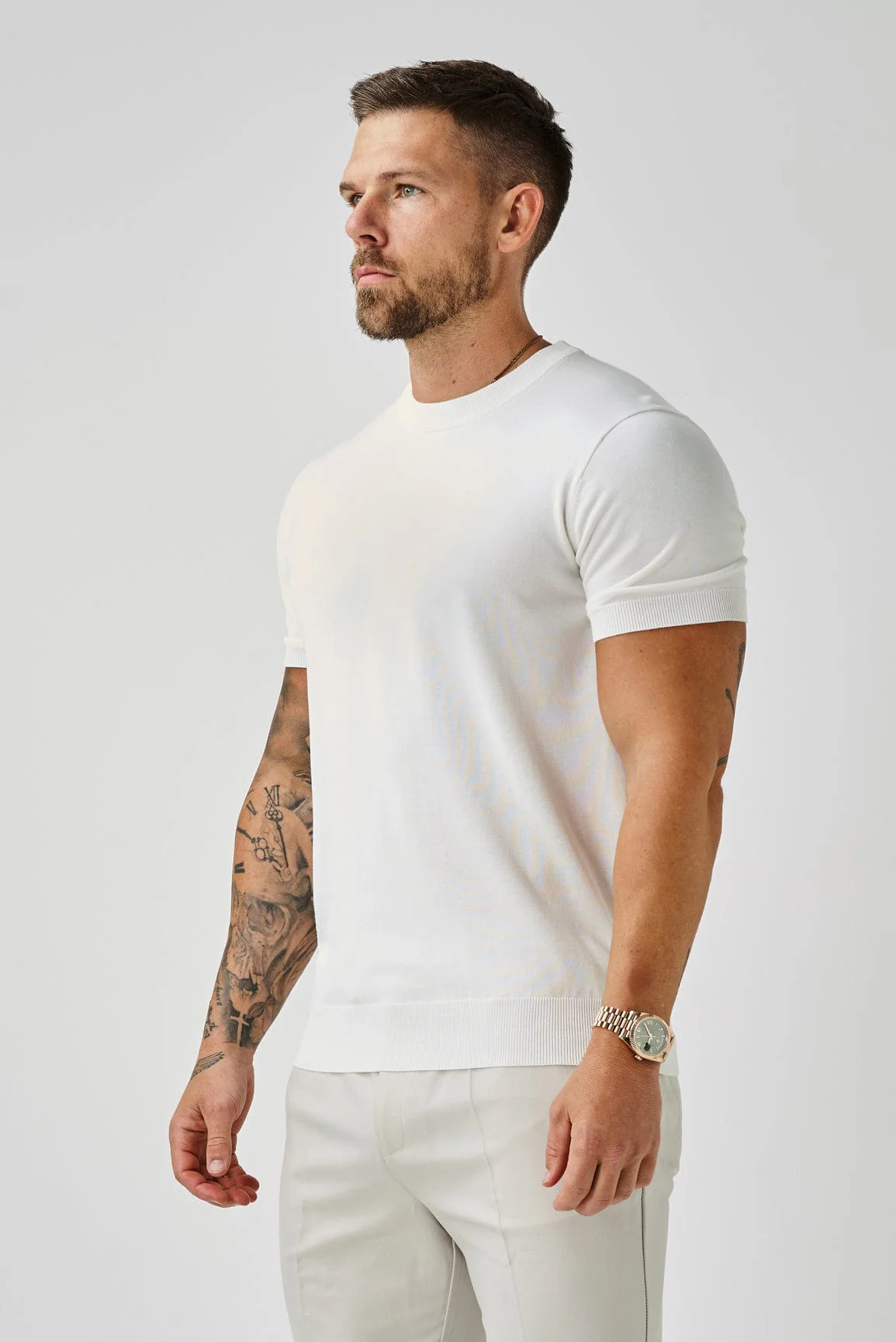 KNIT T-SHIRT - OFF WHITE - Image 3
