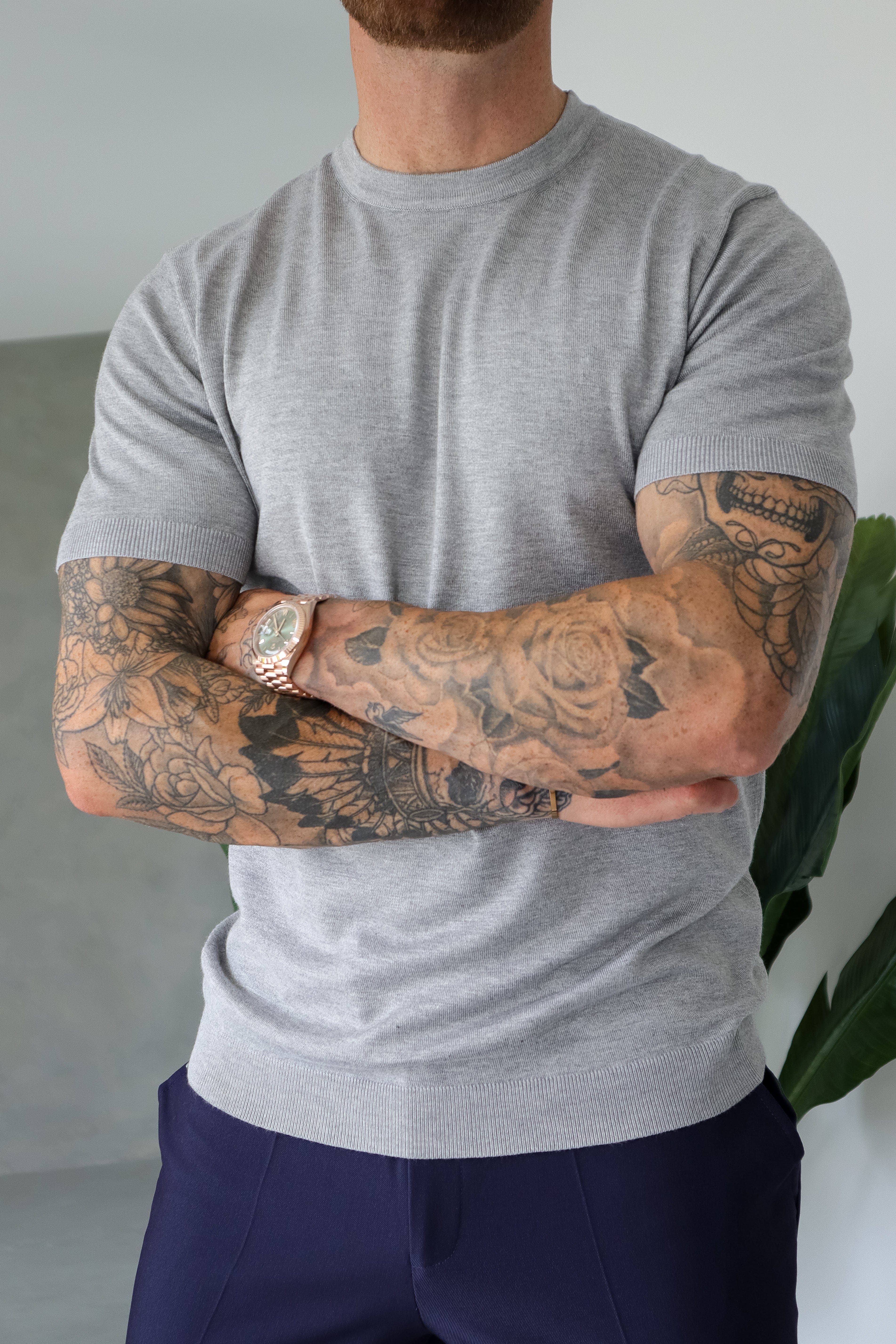 KNIT T-SHIRT - GREY - Image 2