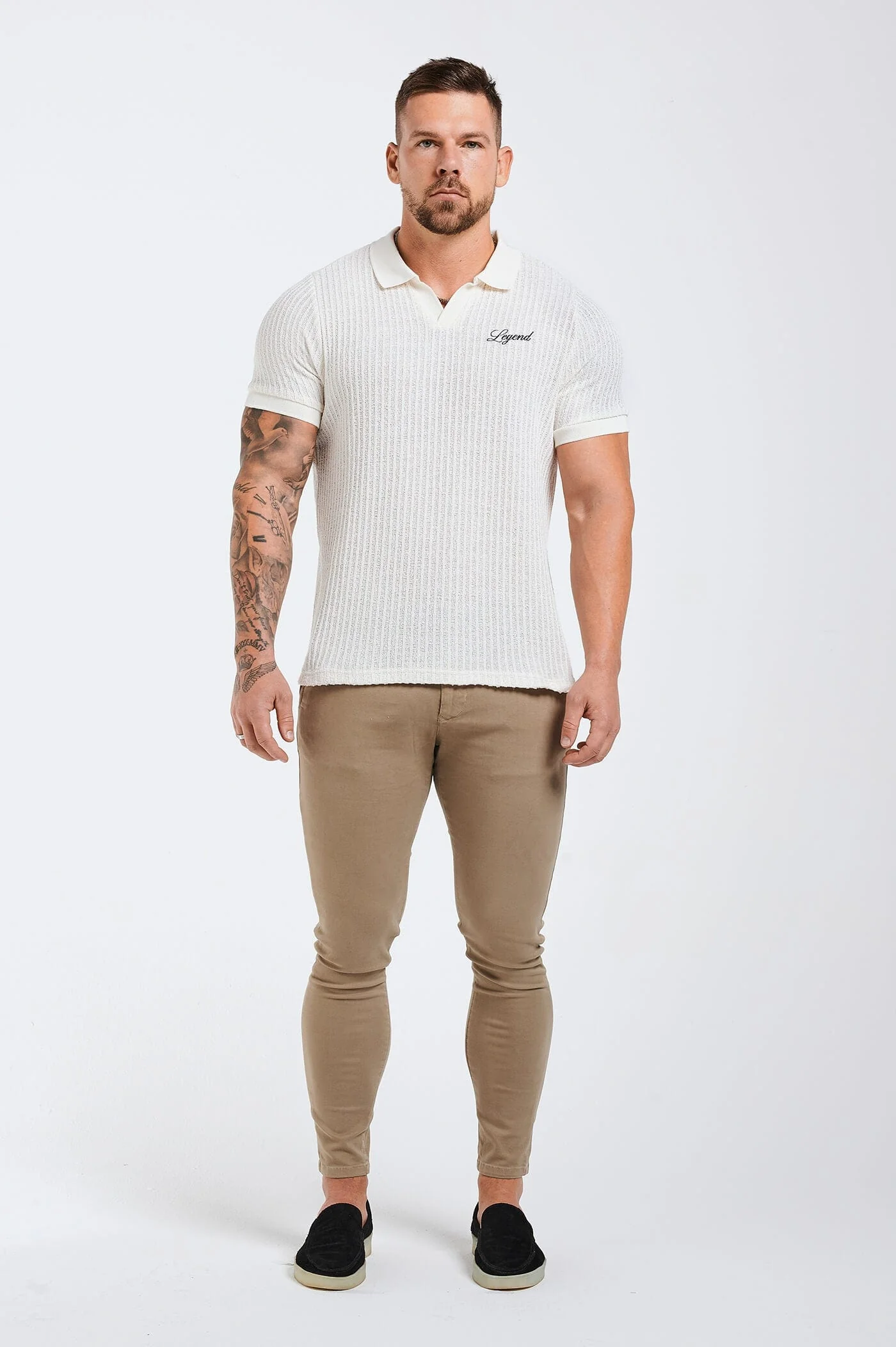 LADDER KNIT POLO - ECRU - Image 2