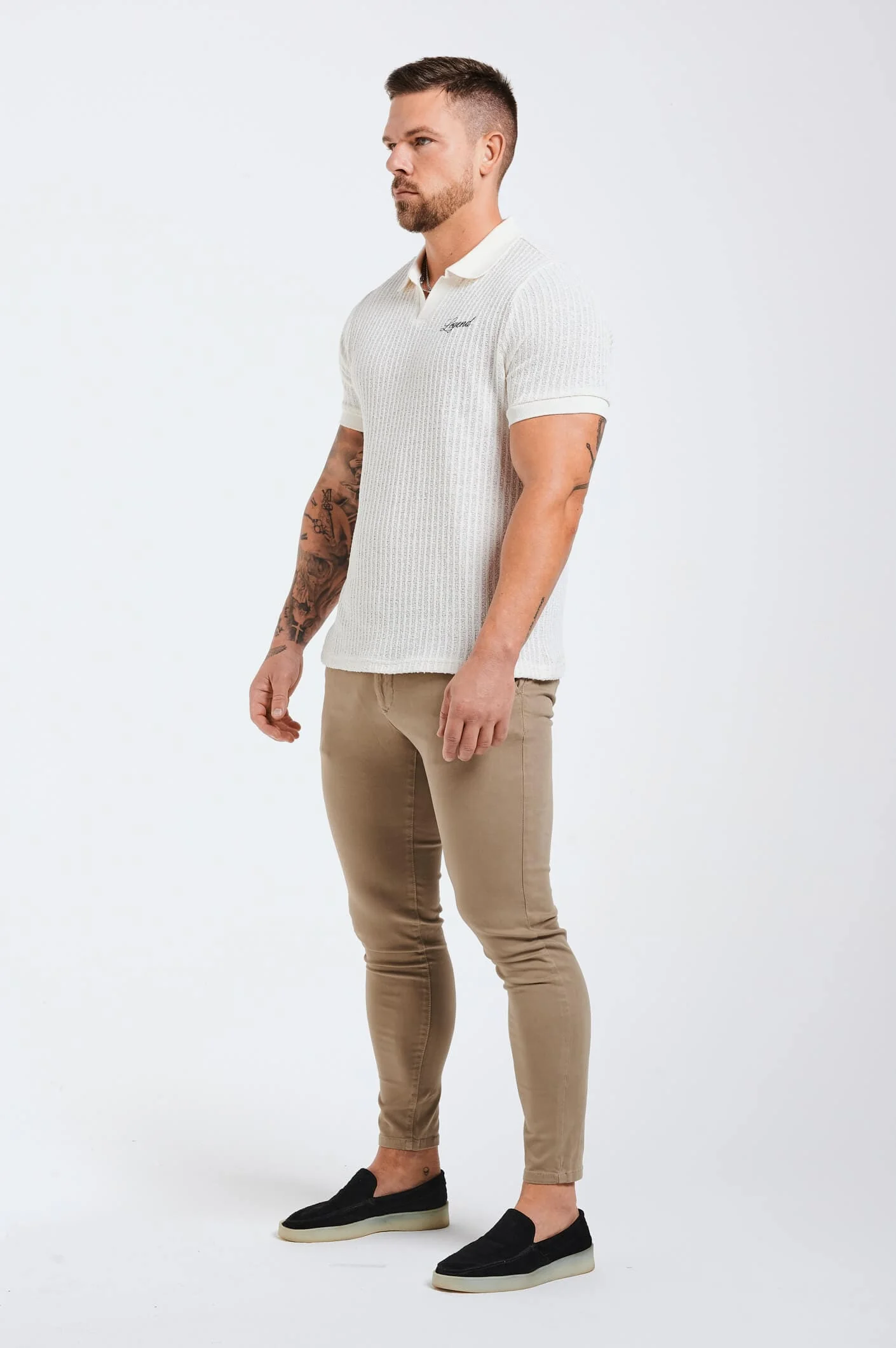 LADDER KNIT POLO - ECRU - Image 4