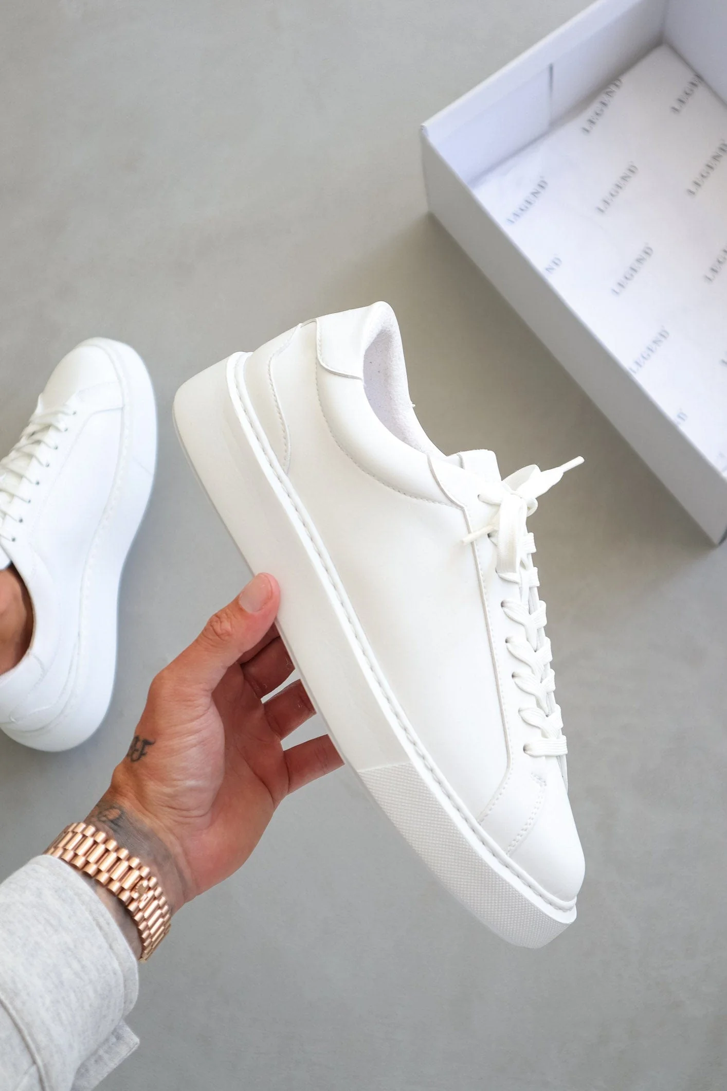 LEATHER TRAINER - WHITE - Image 3