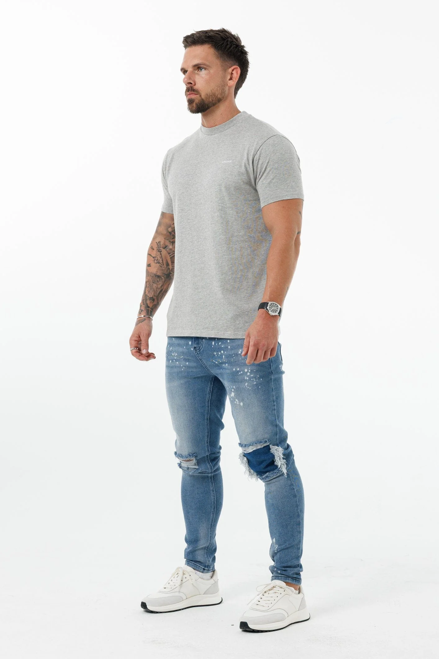 PREMIUM BASICS T-SHIRT - GREY MARL - Image 5