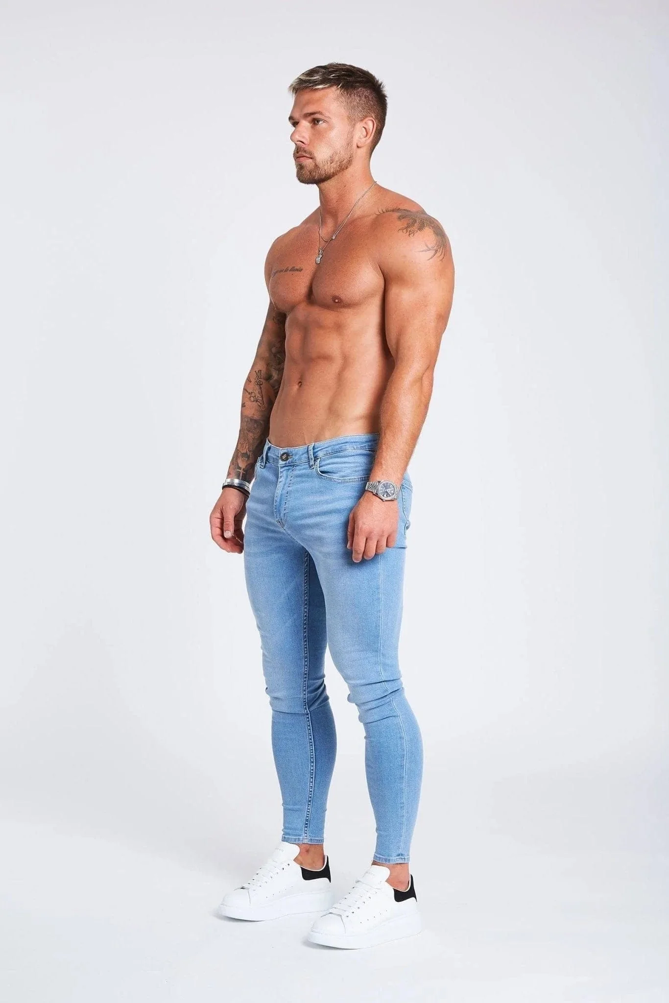 SKINNY FIT JEANS NON RIPPED - LIGHT BLUE - Image 3