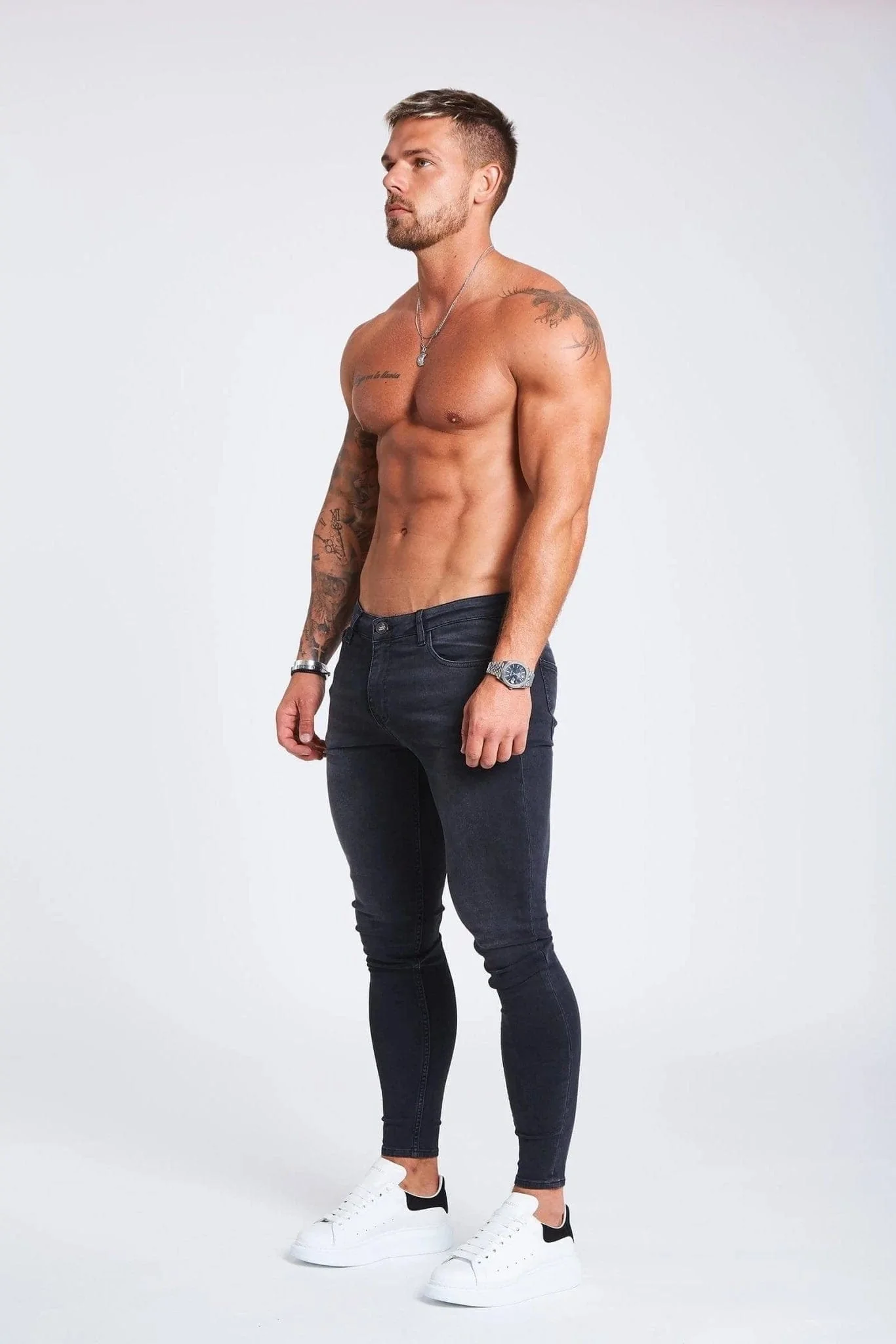 SKINNY FIT JEANS NON RIPPED - GREY - Image 3