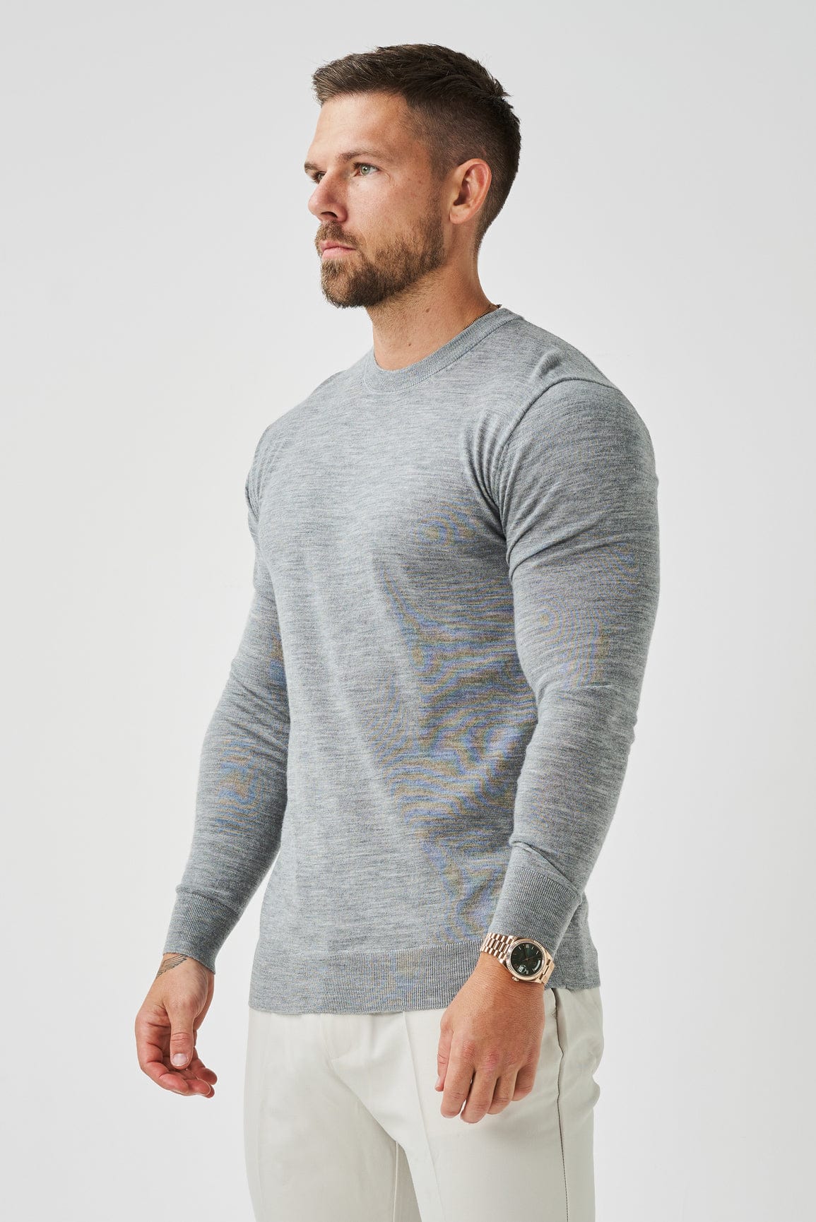 LONG SLEEVE KNIT - GREY MARL - Image 3
