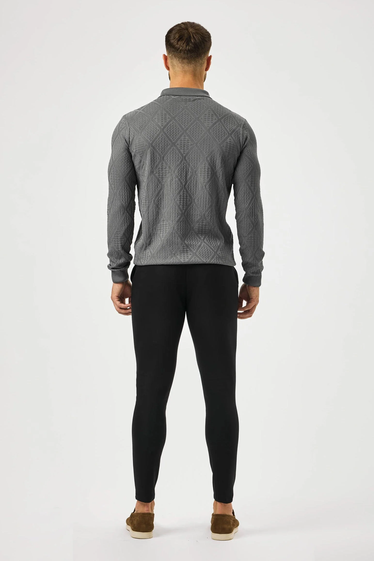 LONG SLEEVED DIAMOND JACQUARD POLO - Image 4