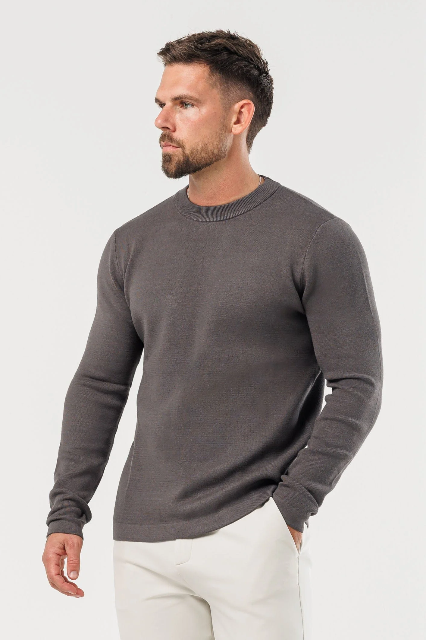 LUXE KNIT SWEATER - DARK GREY - Image 3