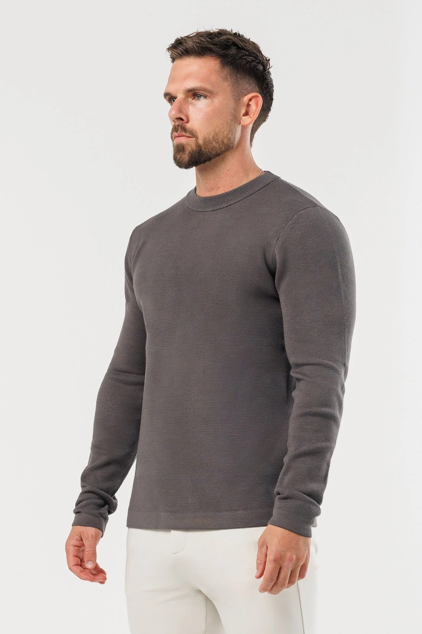 LUXE KNIT SWEATER - DARK GREY - Image 4