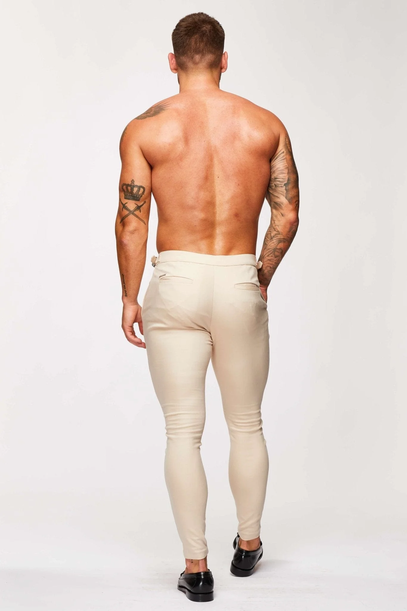 PLAIN STRETCH TROUSER W/ SIDE CINCH - BEIGE - Image 5
