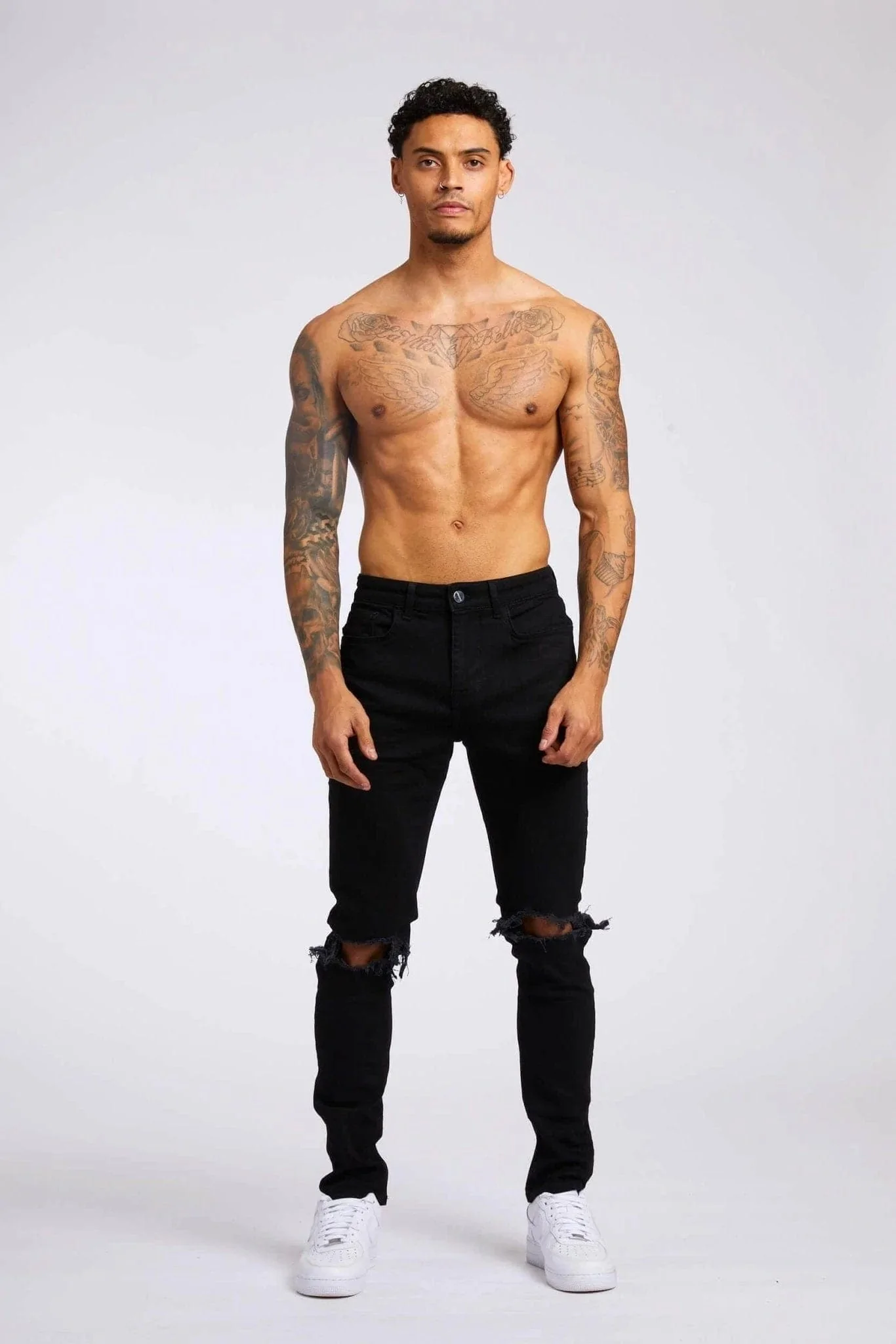 SLIM FIT JEANS 1.0 - BLACK DESTROYED KNEE - Image 2