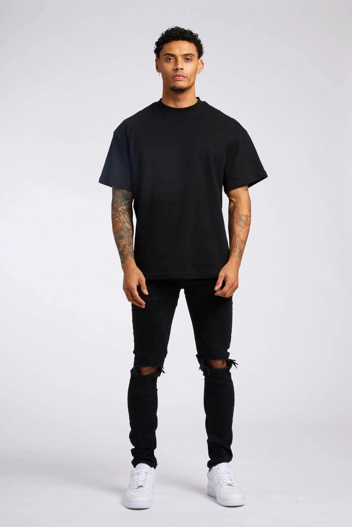 SLIM FIT JEANS 1.0 - BLACK DESTROYED KNEE - Image 5
