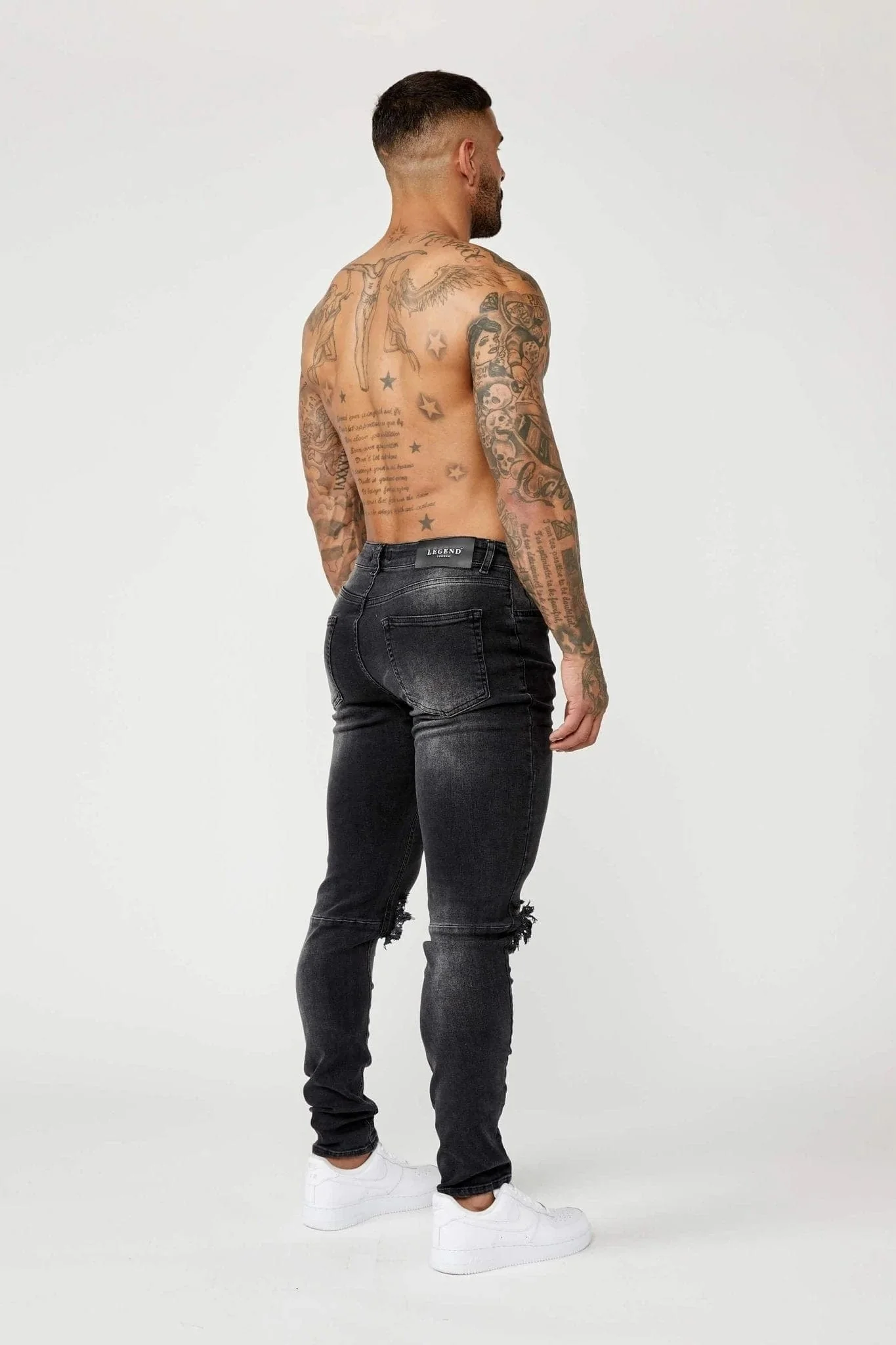 SLIM FIT JEANS 1.0 - GREY WASH DESTROYED KNEE - Image 4
