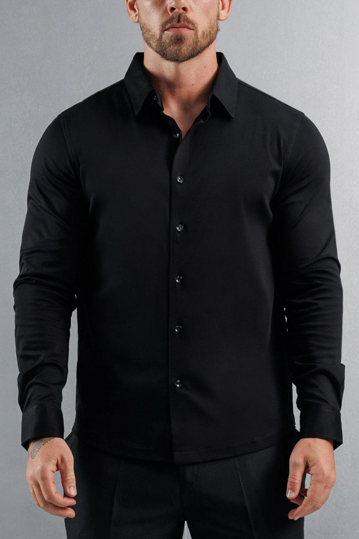 LUXE MERCERISED DRESS SHIRT - BLACK