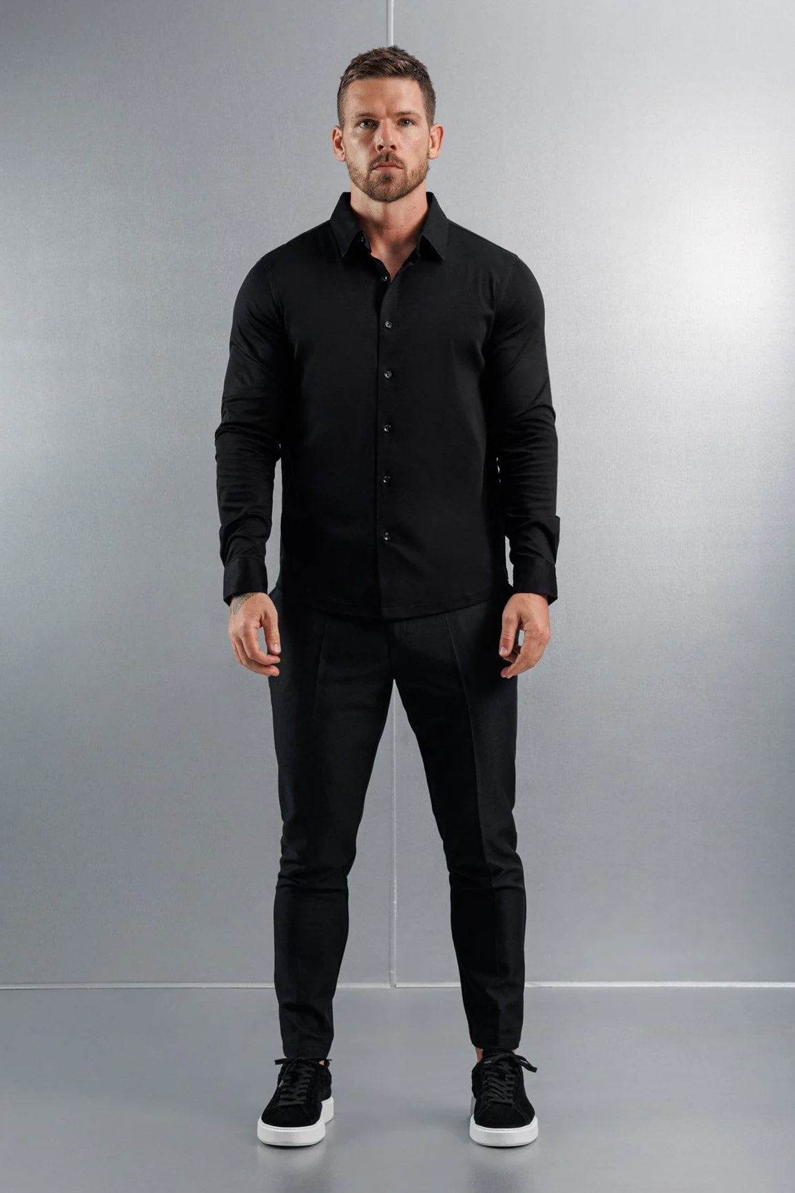 LUXE MERCERISED DRESS SHIRT - BLACK - Image 2