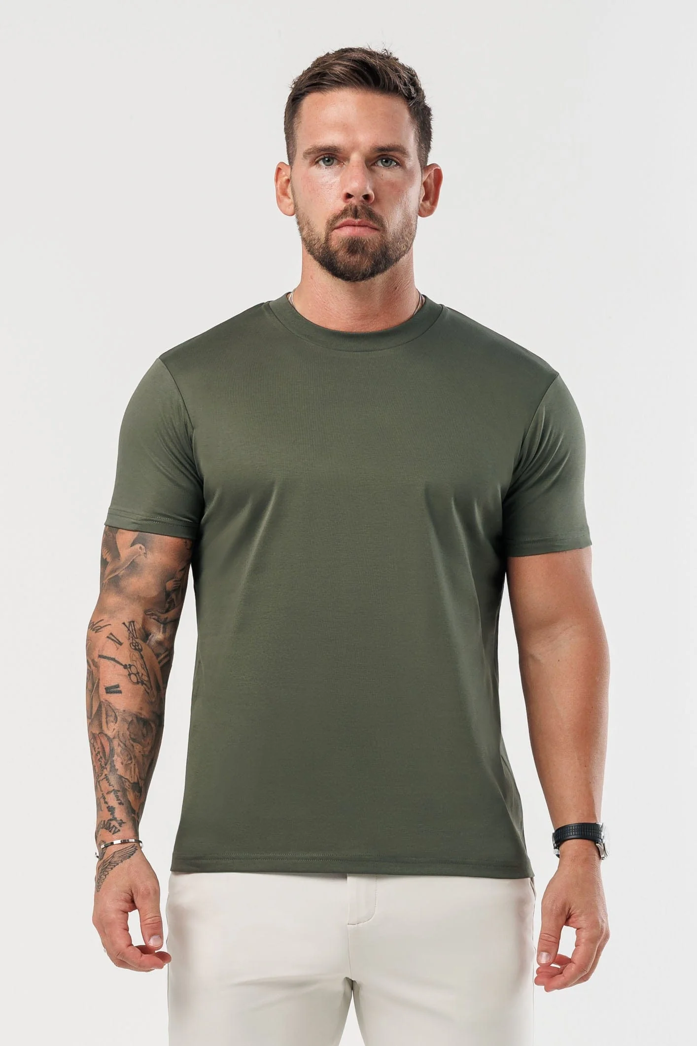 LUXE MERCERISED T-SHIRT - ARMY GREEN - Image 3