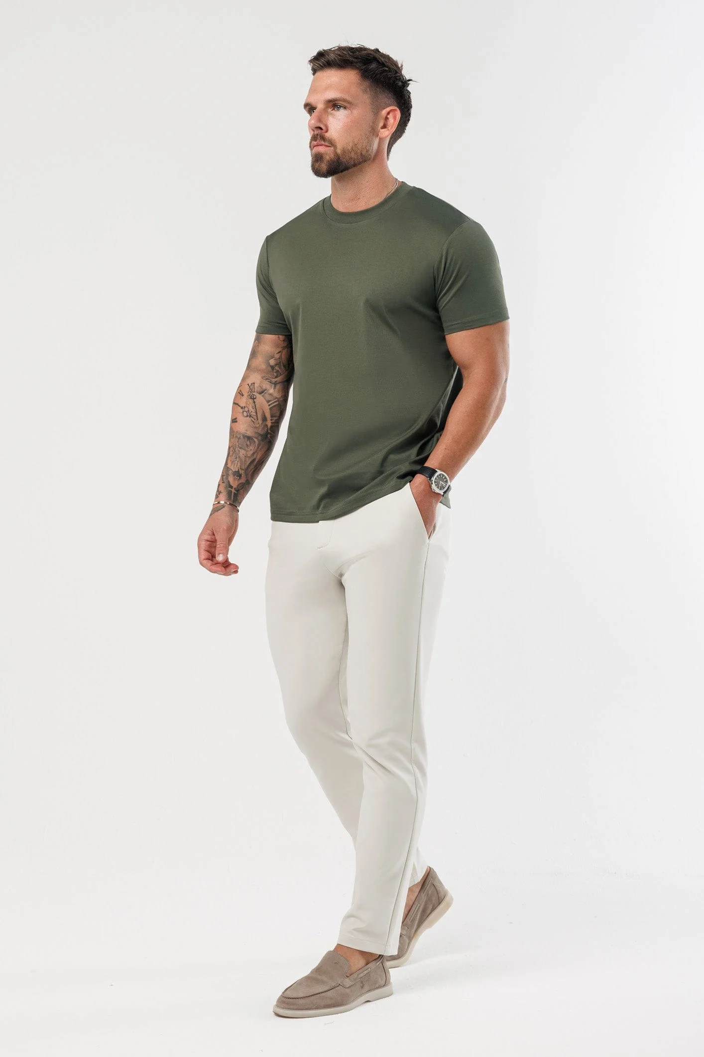 LUXE MERCERISED T-SHIRT - ARMY GREEN - Image 6