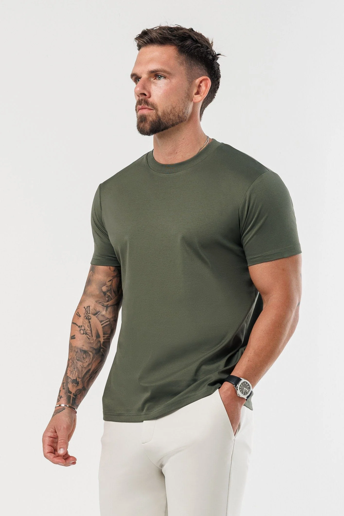 LUXE MERCERISED T-SHIRT - ARMY GREEN - Image 7