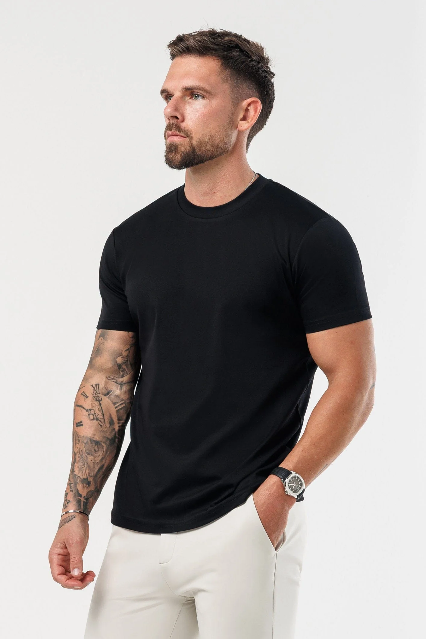 LUXE MERCERISED T-SHIRT - BLACK - Image 4