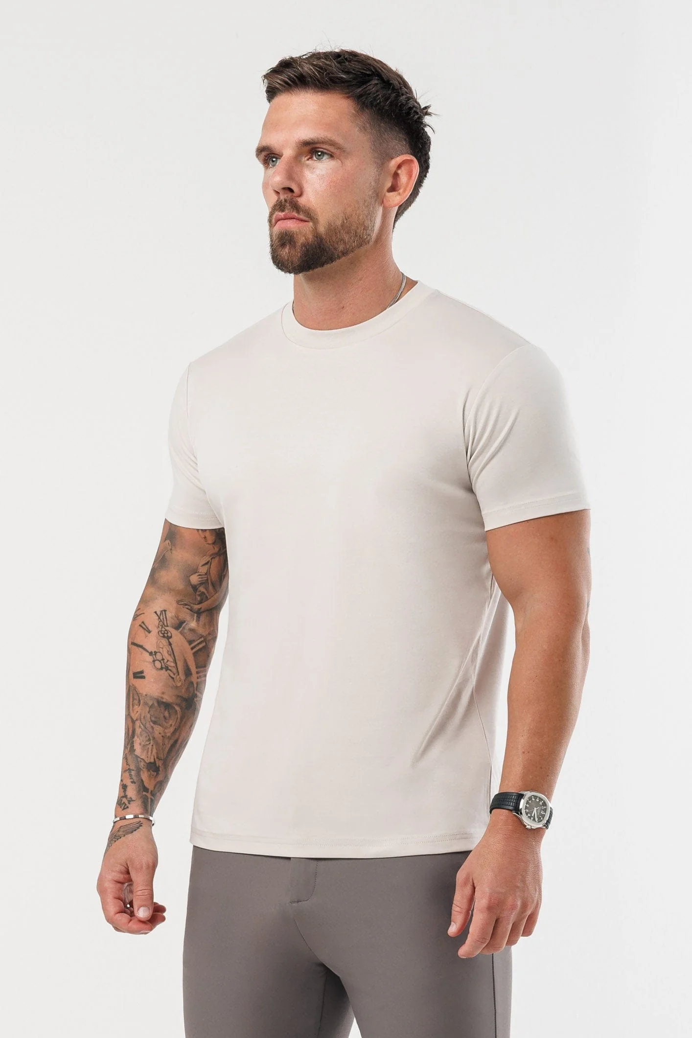 LUXE MERCERISED T-SHIRT - CREME - Image 4