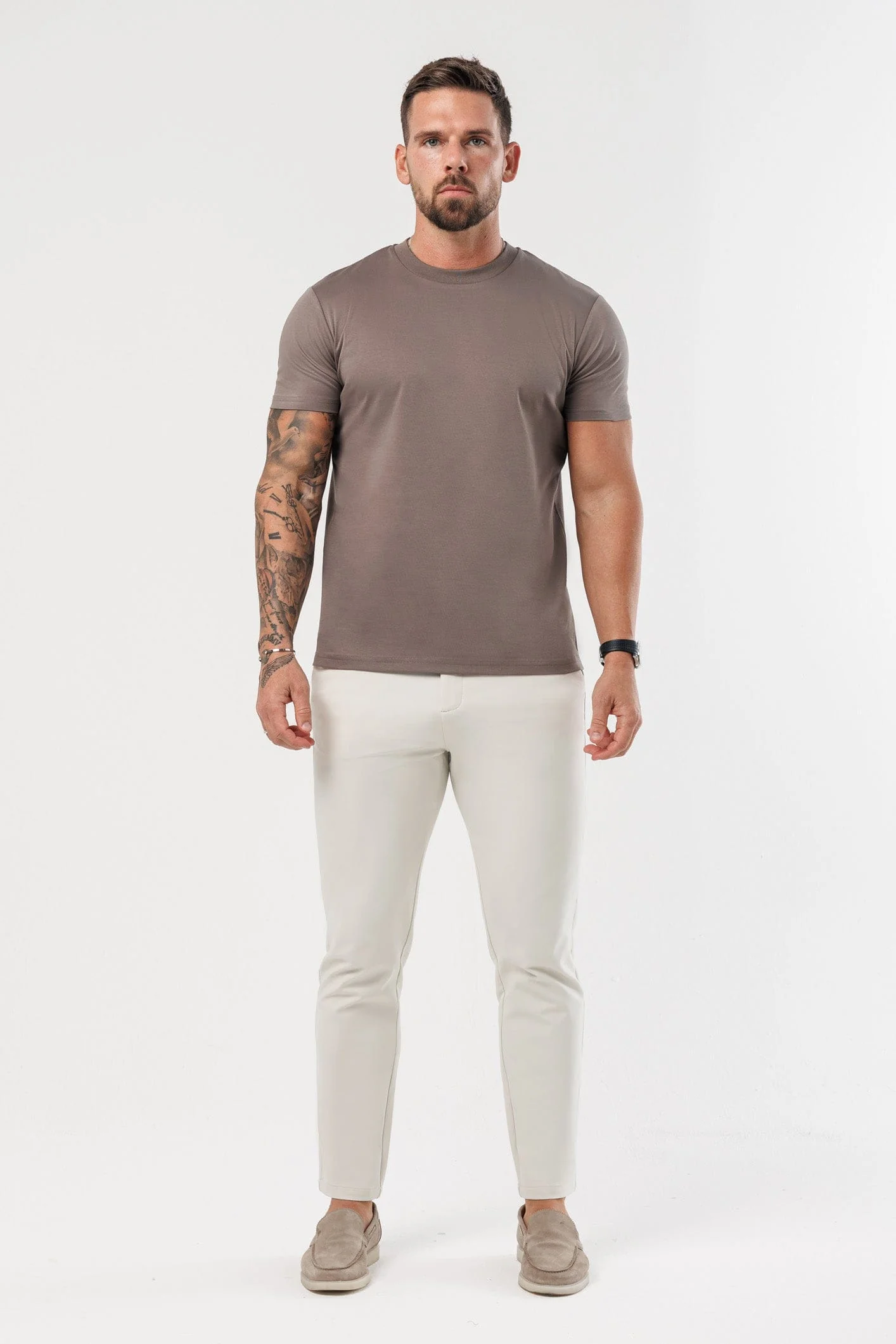 LUXE MERCERISED T-SHIRT - BROWN - Image 3